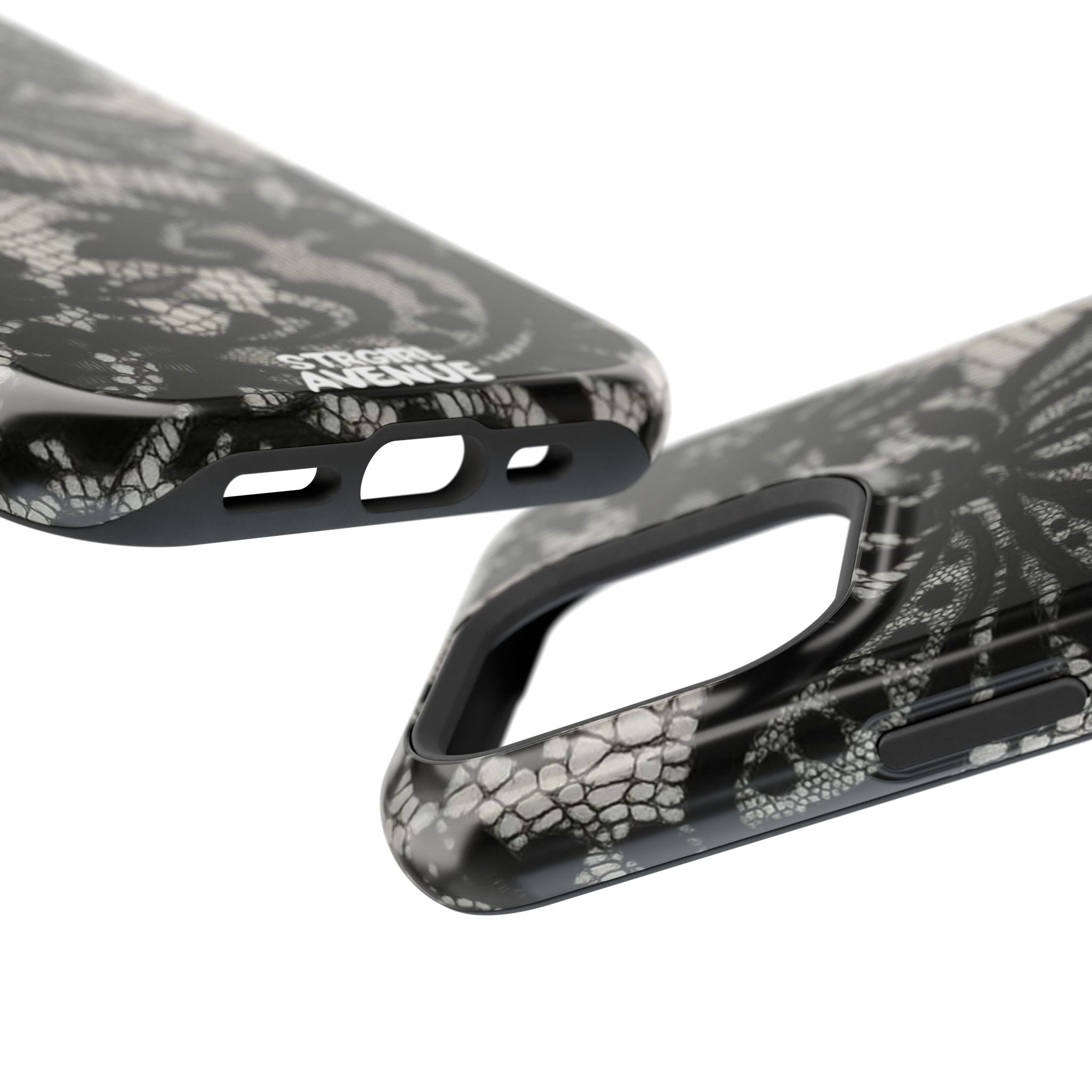 “Lacey black” protective phone case