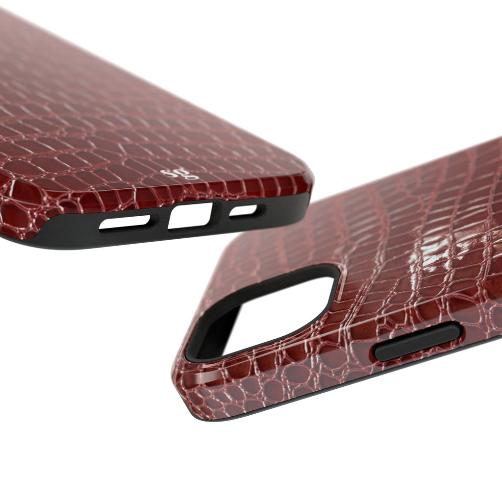 “Red leather print” protective phone case