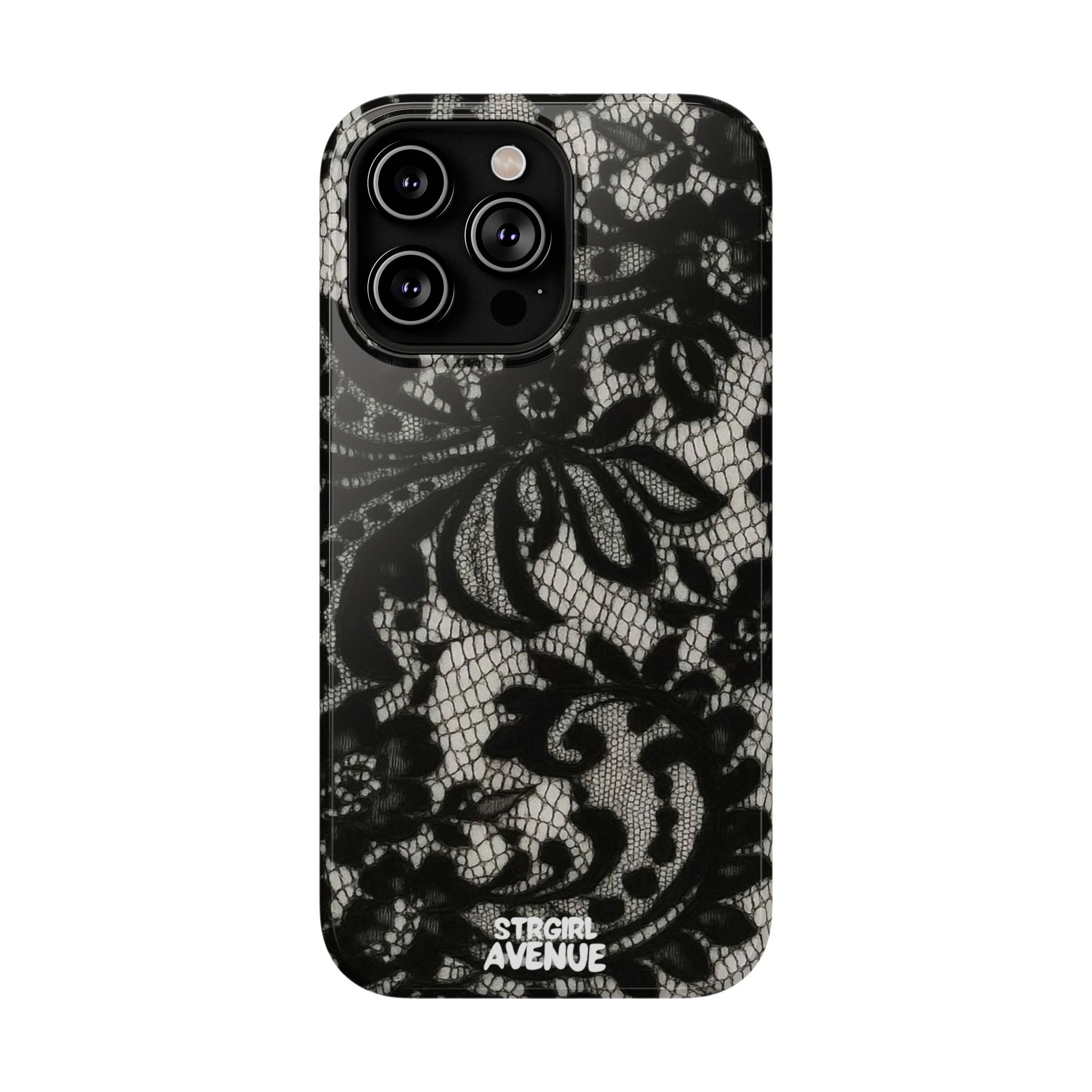 “Lacey black” protective phone case