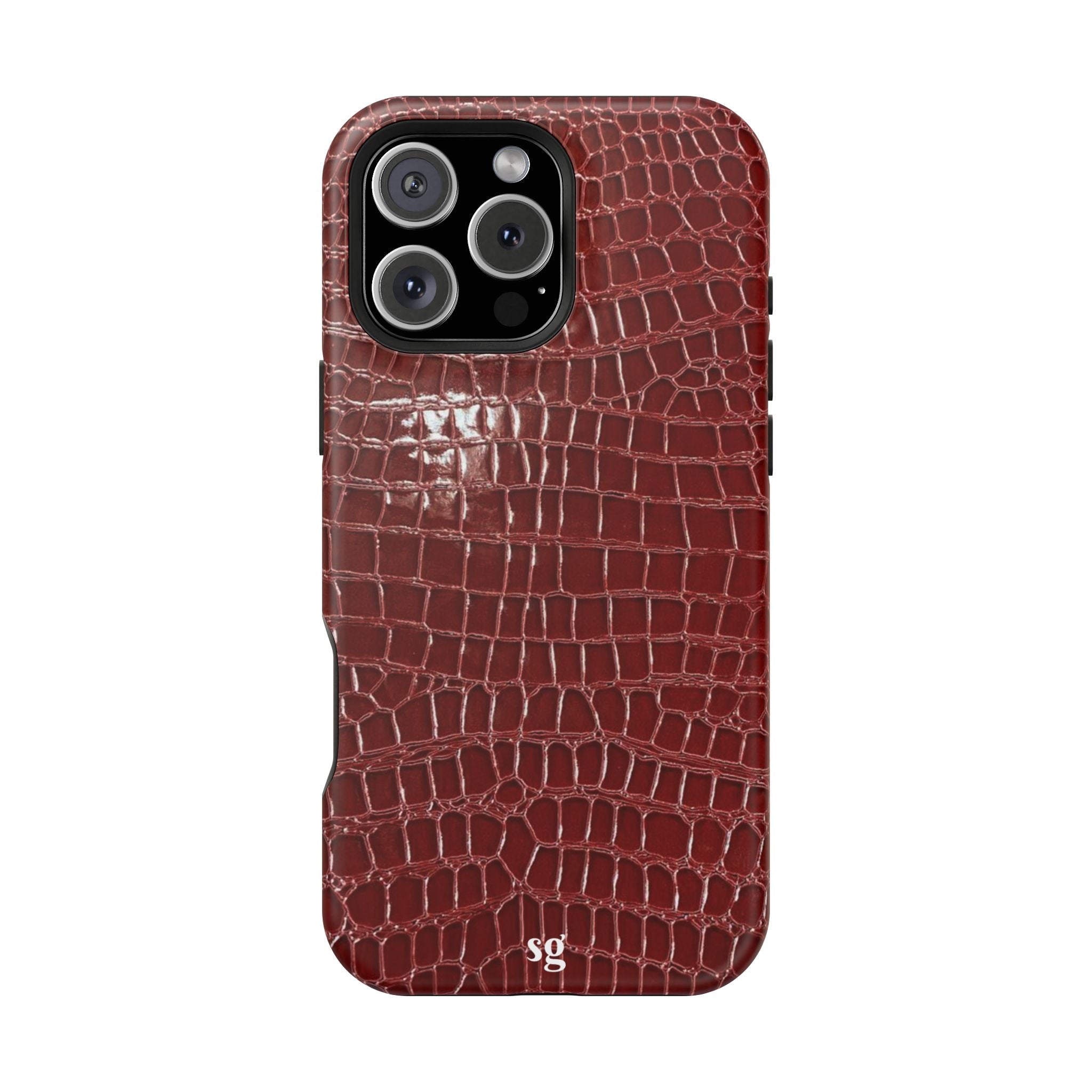 “Red leather print” protective phone case