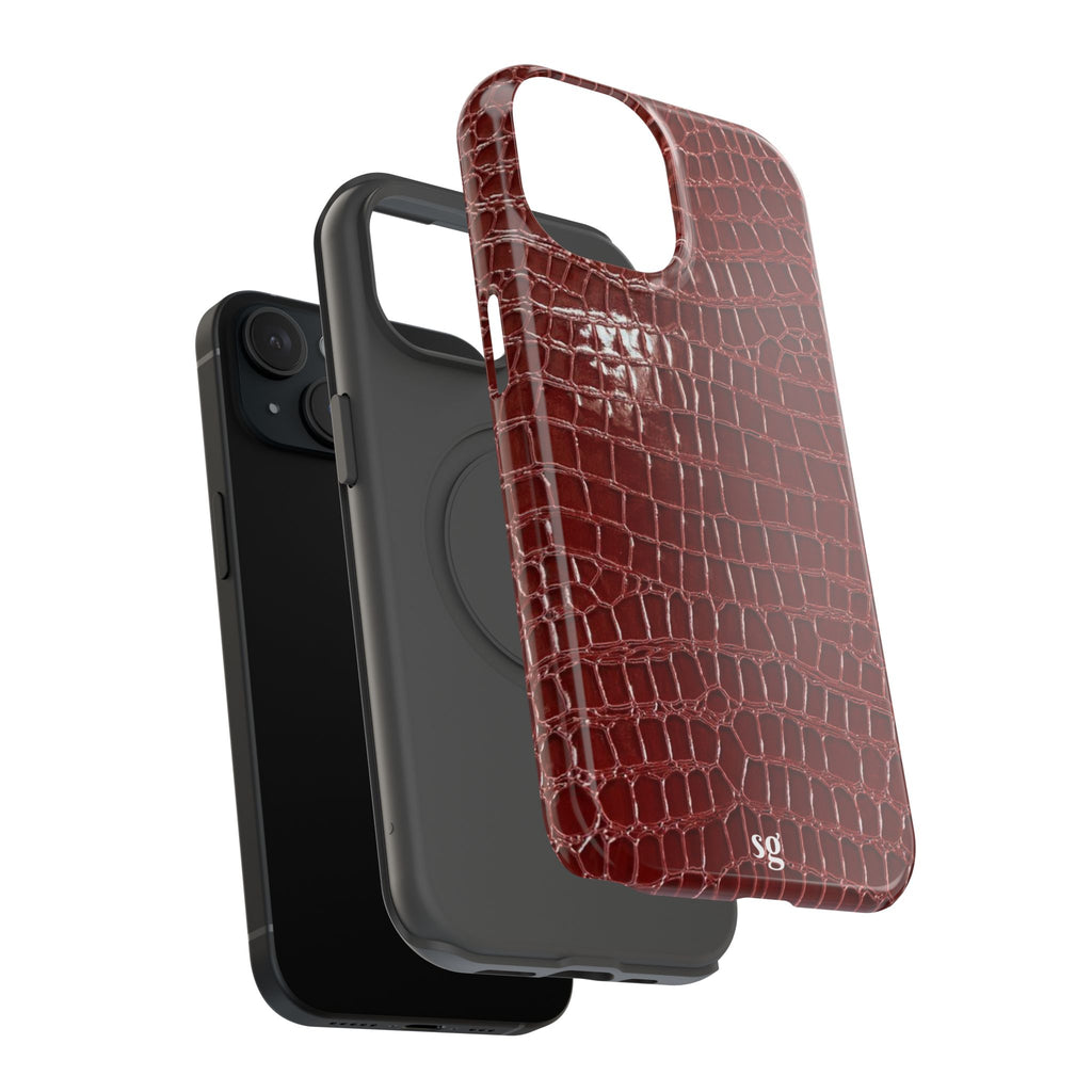 “Red leather print” protective phone case