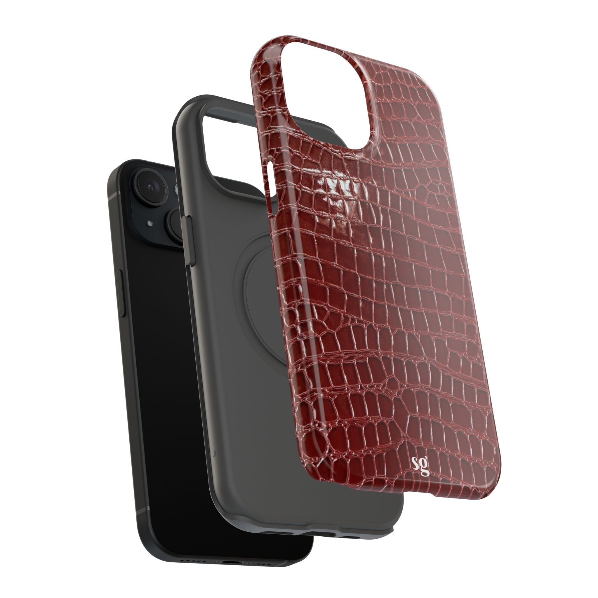 “Red leather print” protective phone case
