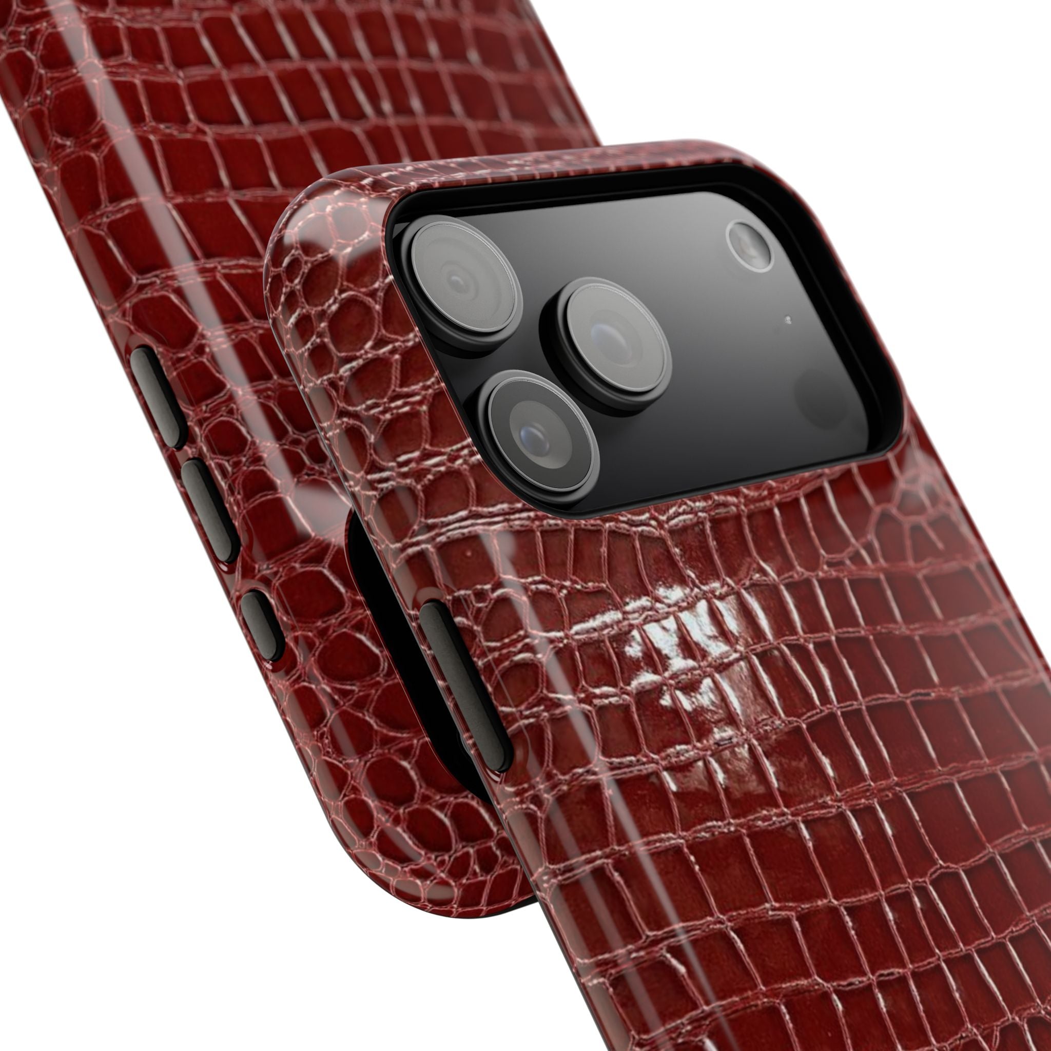 “Red leather print” protective phone case