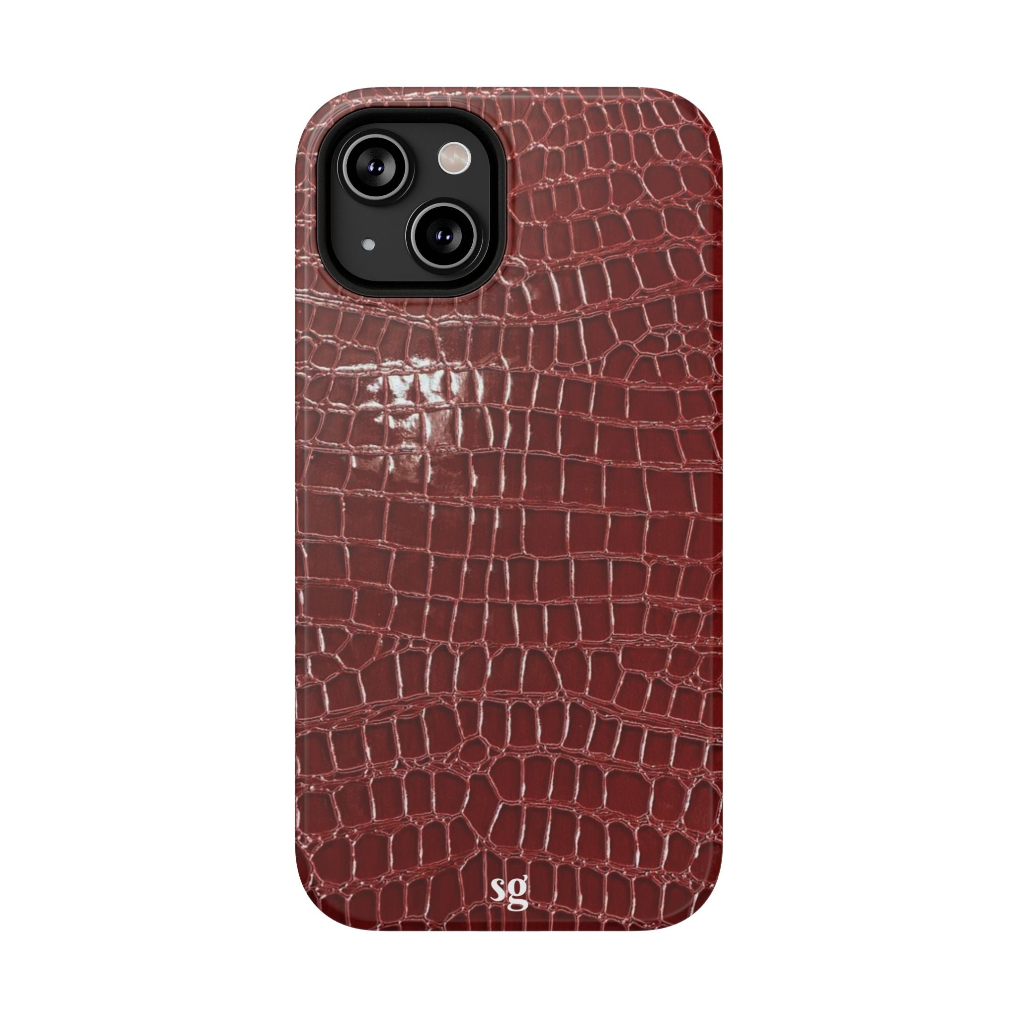 “Red leather print” protective phone case