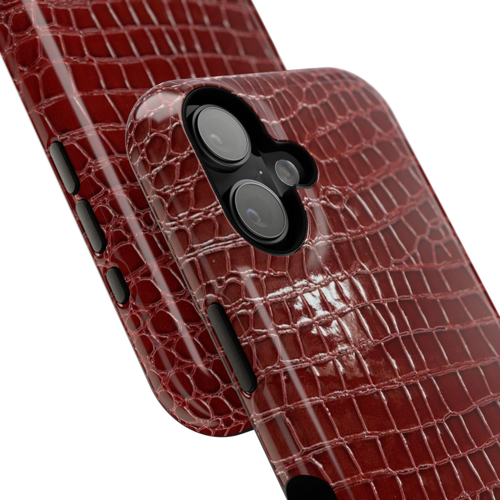 “Red leather print” protective phone case