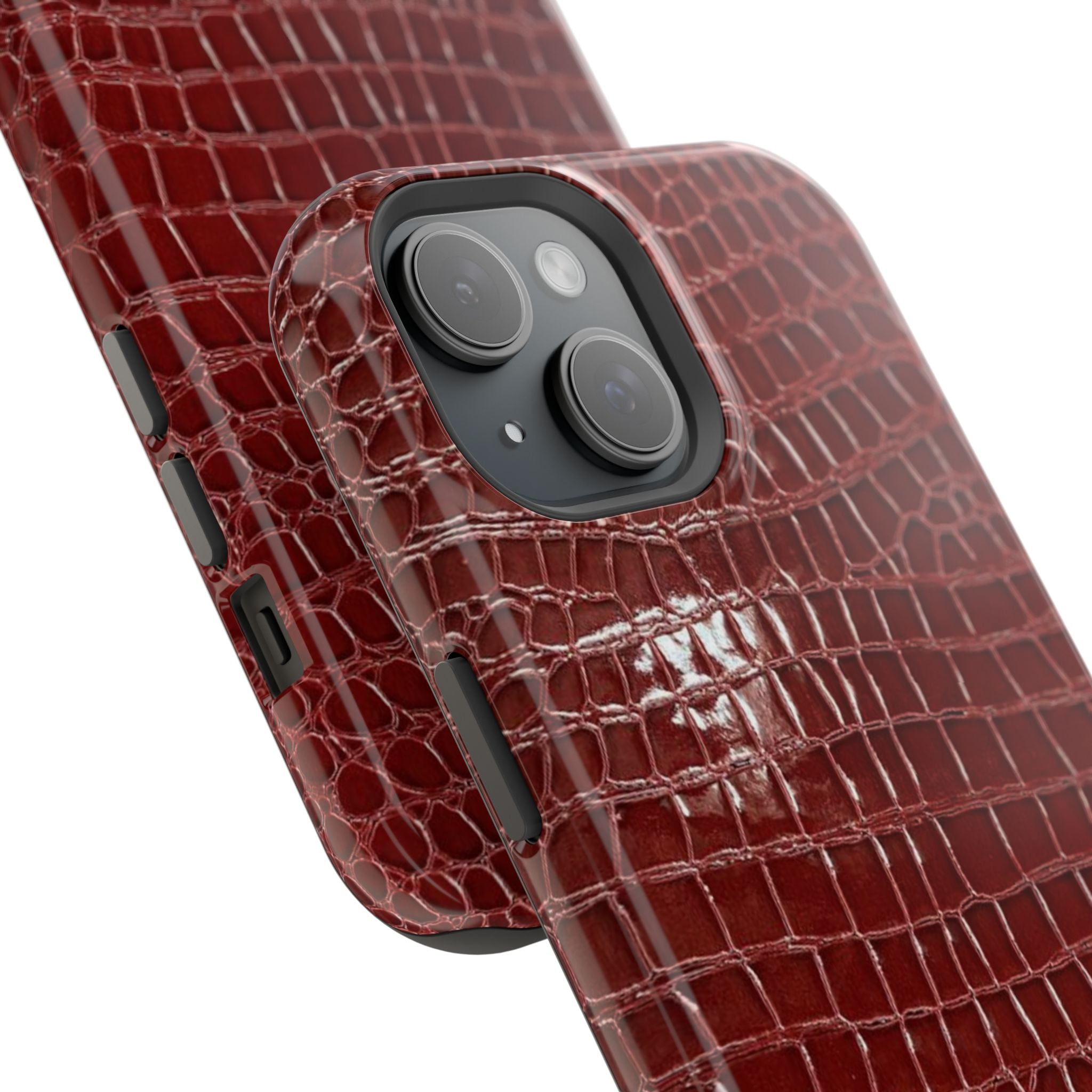 “Red leather print” protective phone case