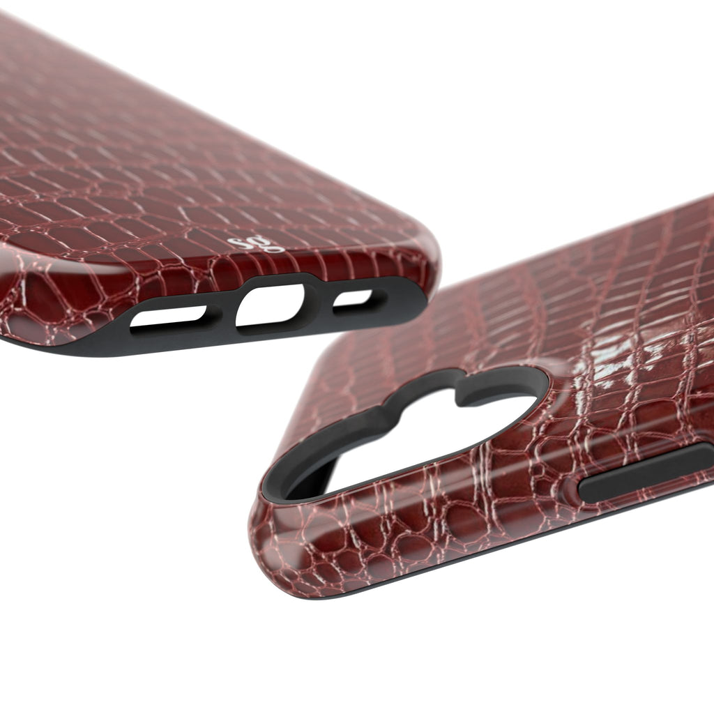 “Red leather print” protective phone case