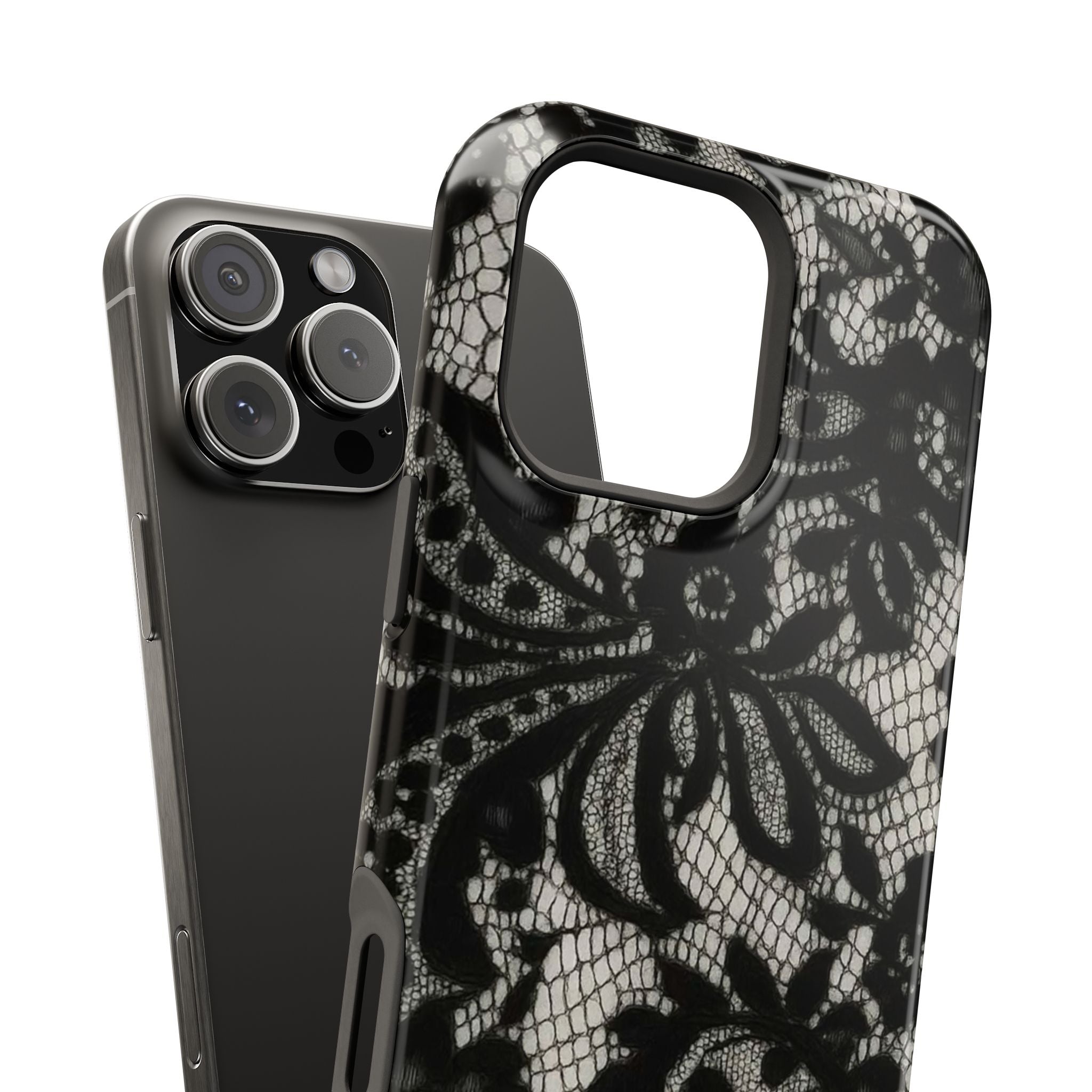 “Lacey black” protective phone case