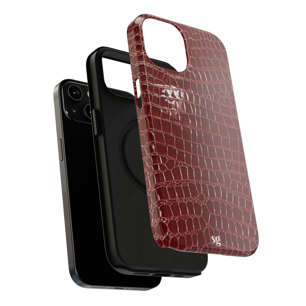 “Red leather print” protective phone case