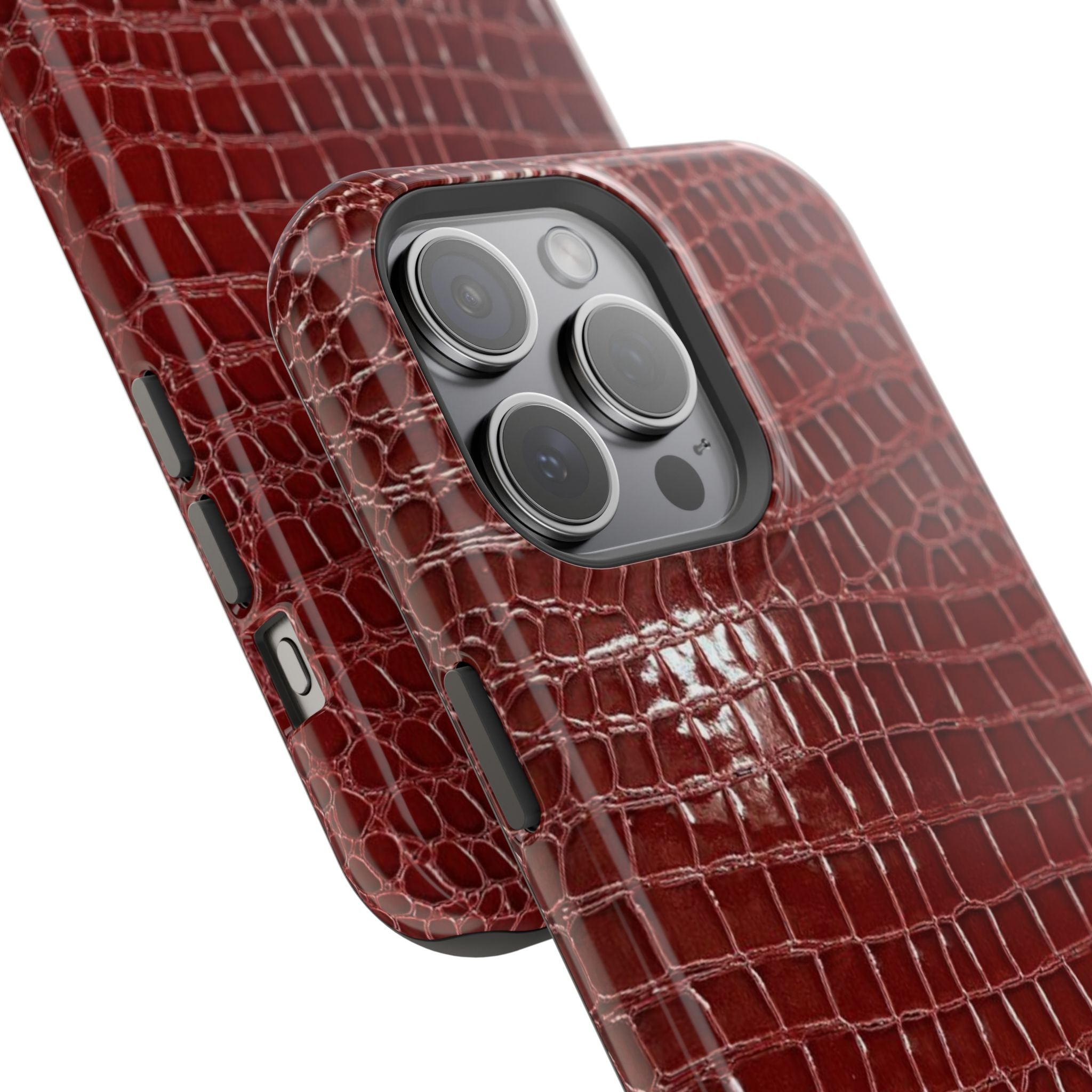 “Red leather print” protective phone case