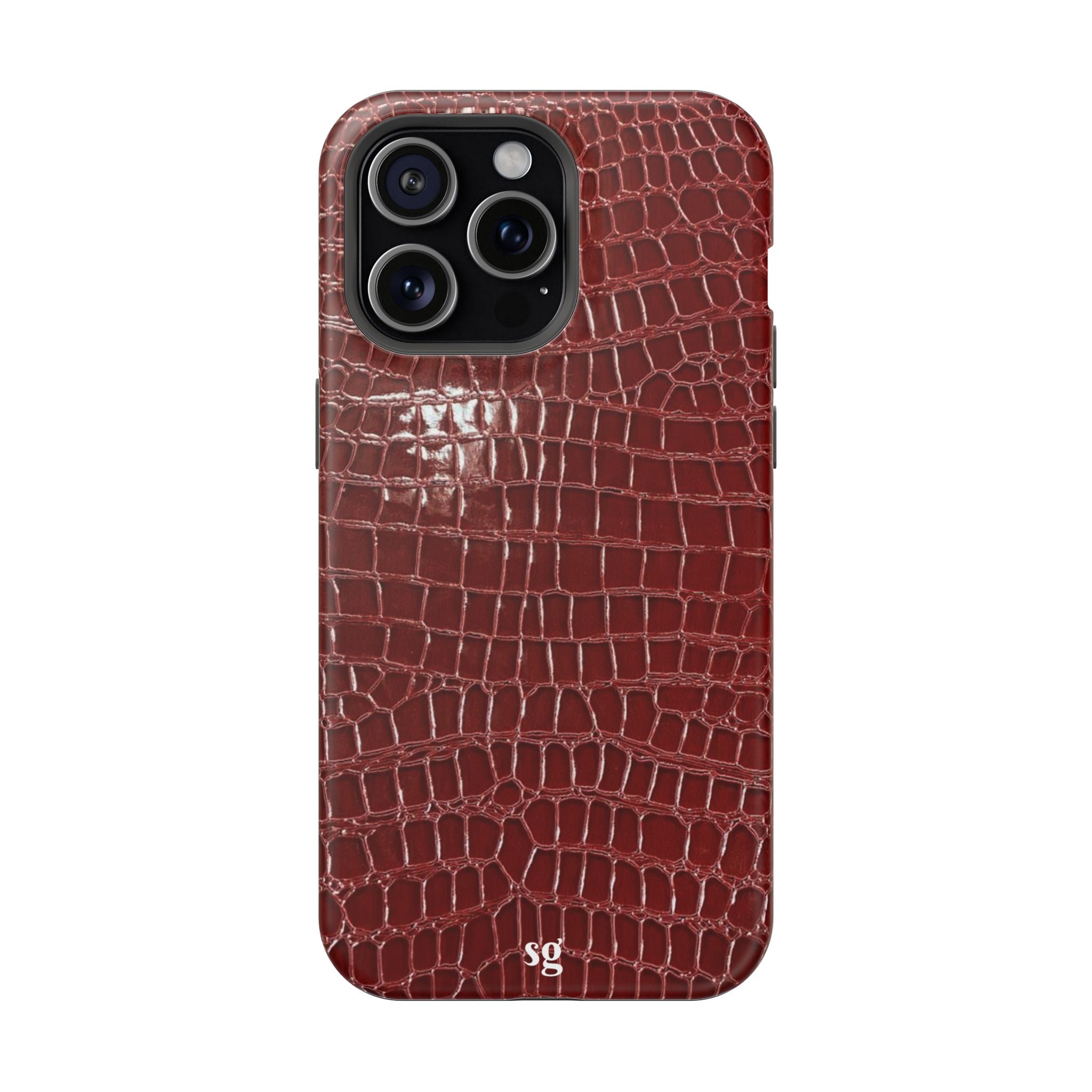 “Red leather print” protective phone case