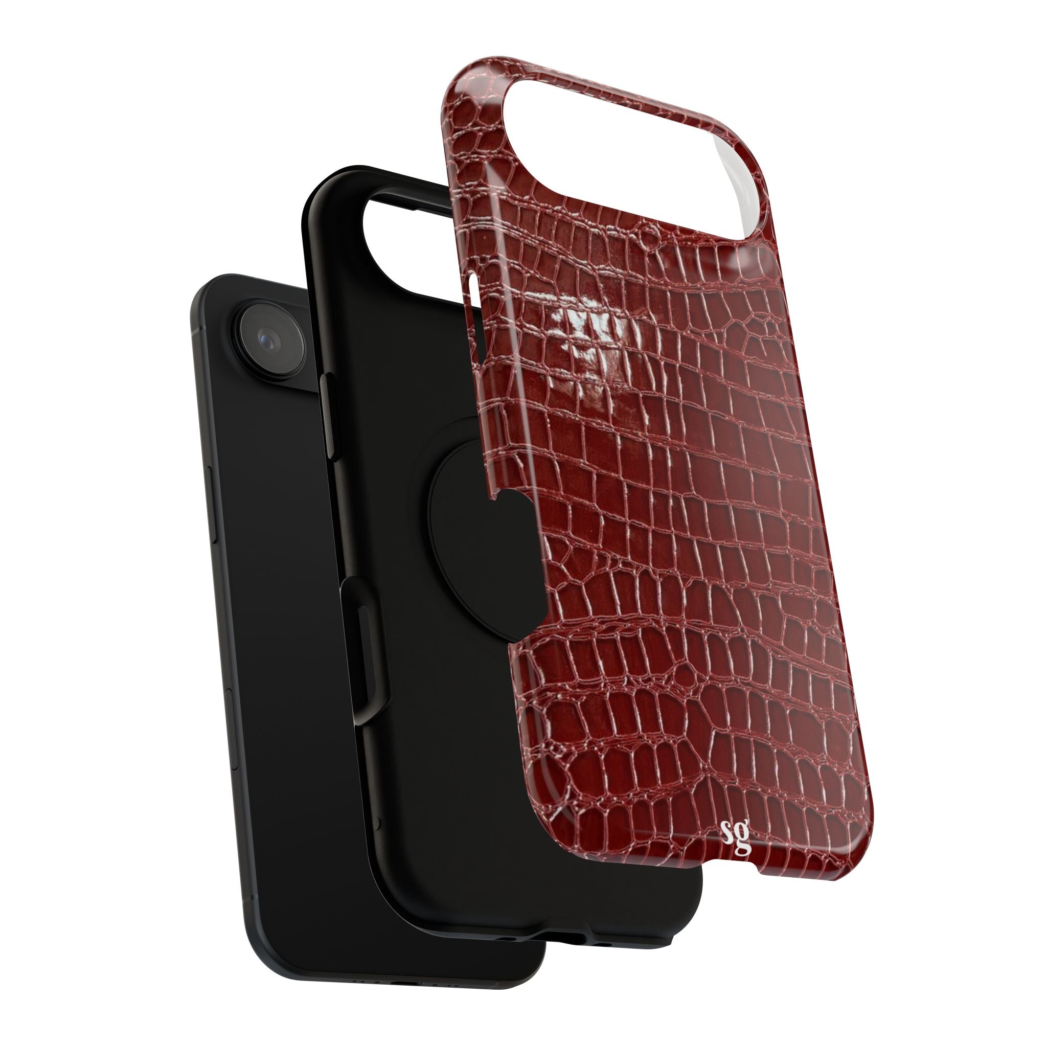 “Red leather print” protective phone case