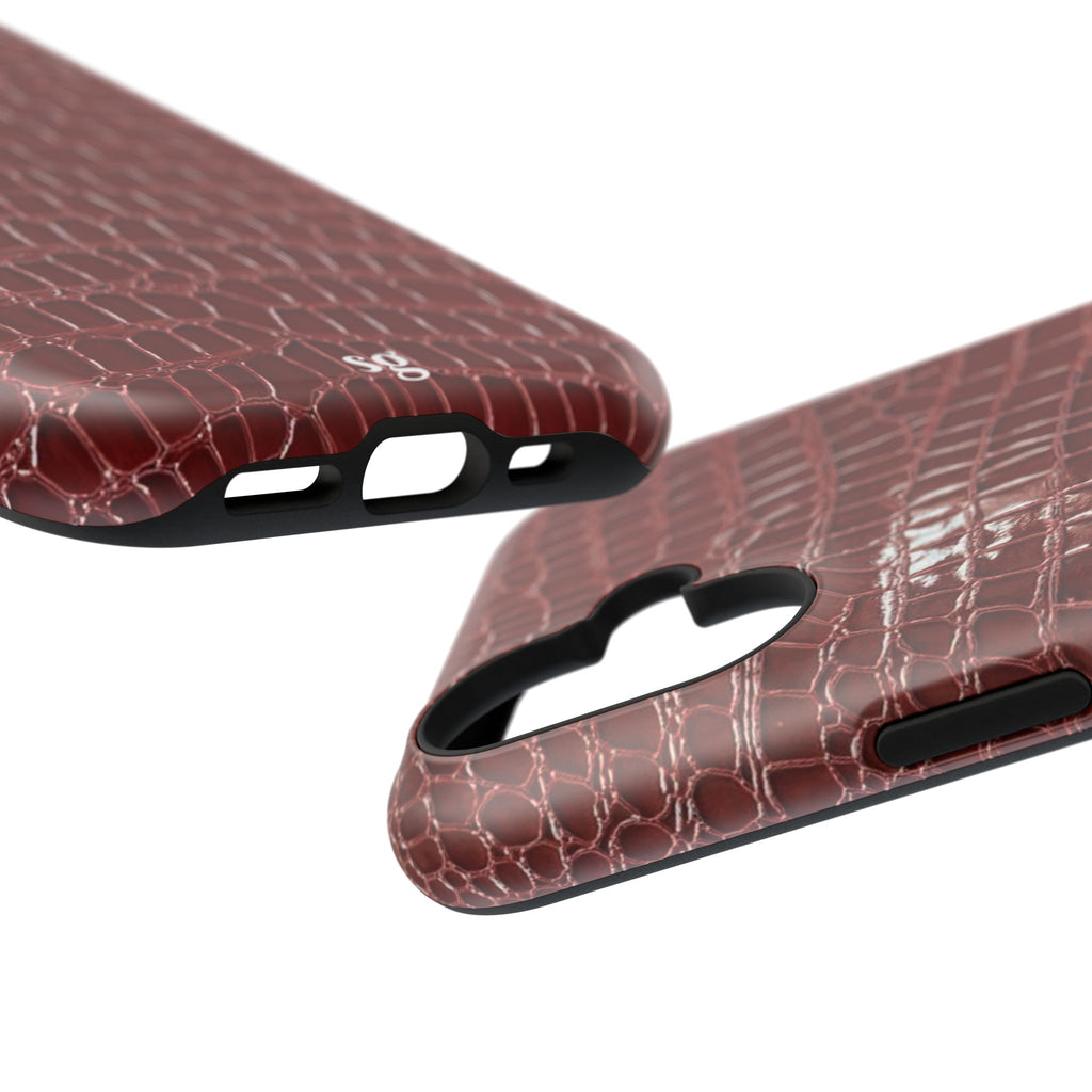 “Red leather print” protective phone case