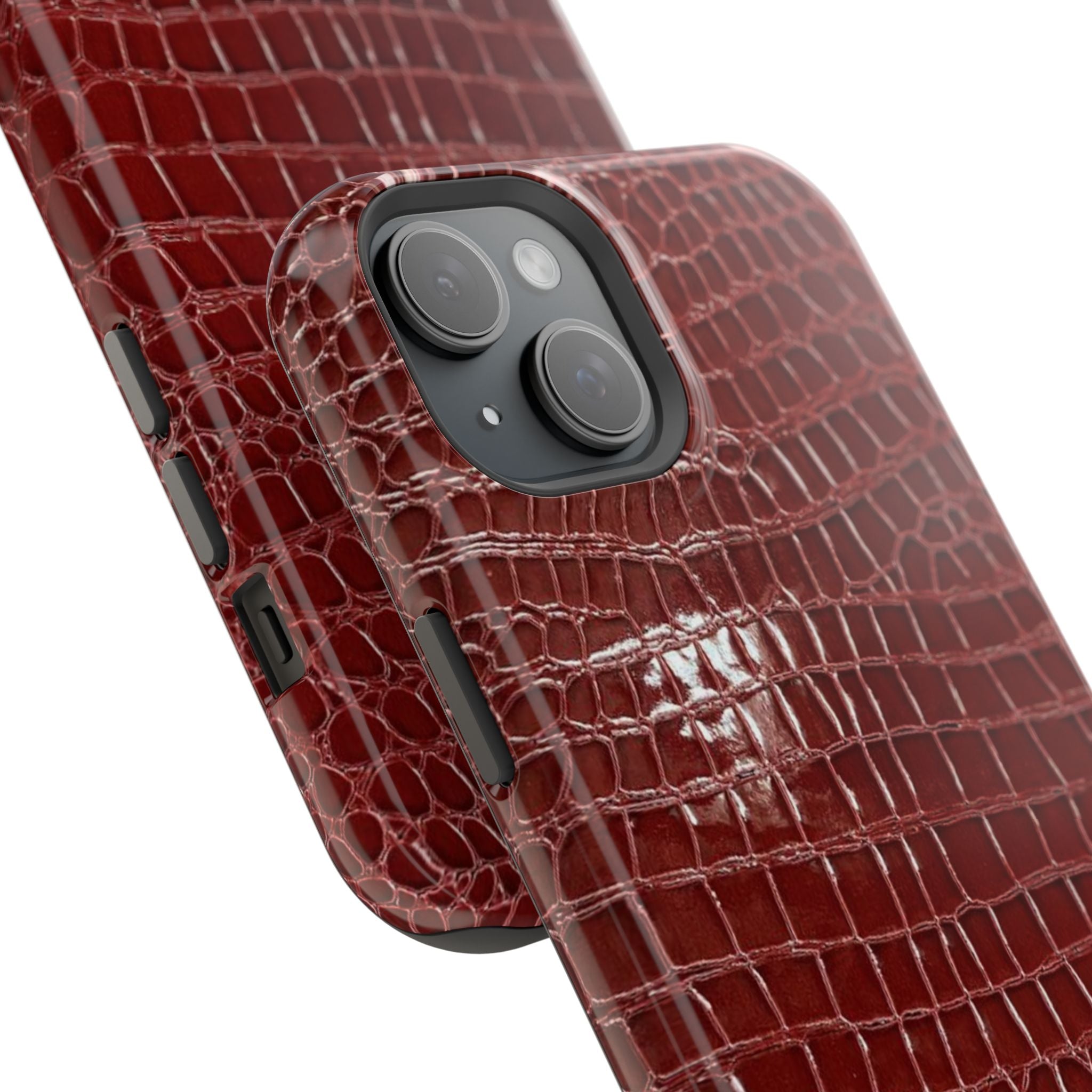 “Red leather print” protective phone case
