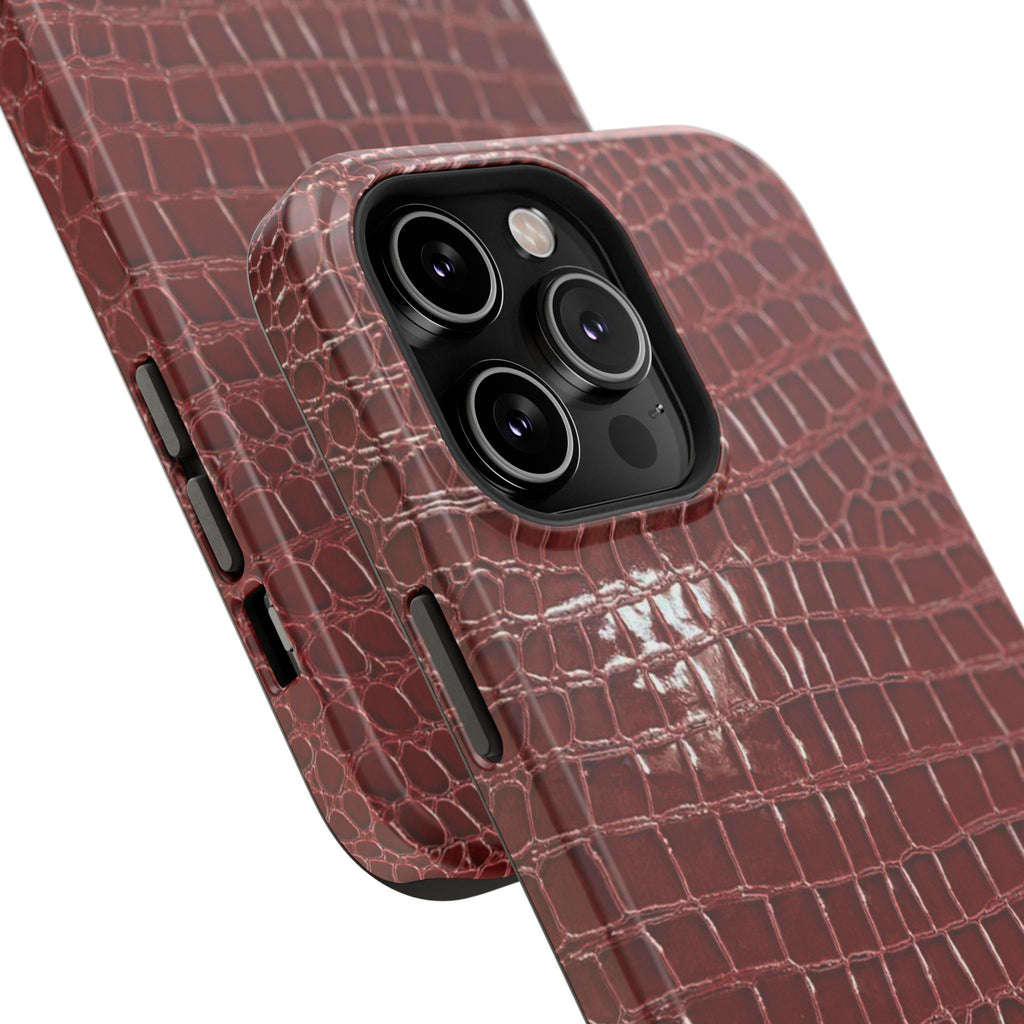 “Red leather print” protective phone case