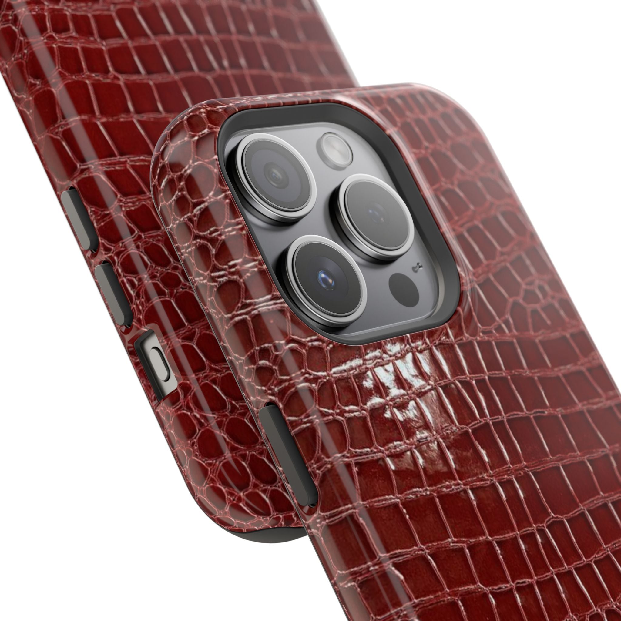 “Red leather print” protective phone case