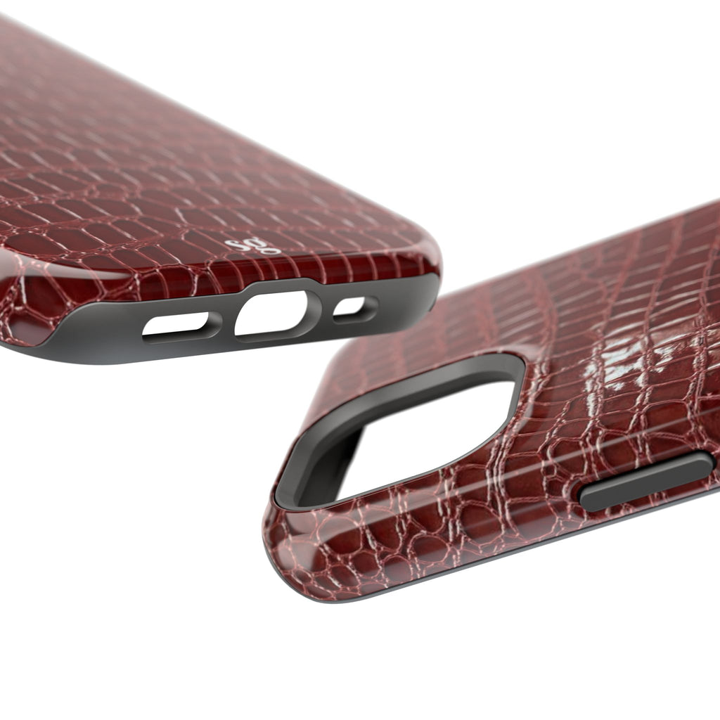 “Red leather print” protective phone case