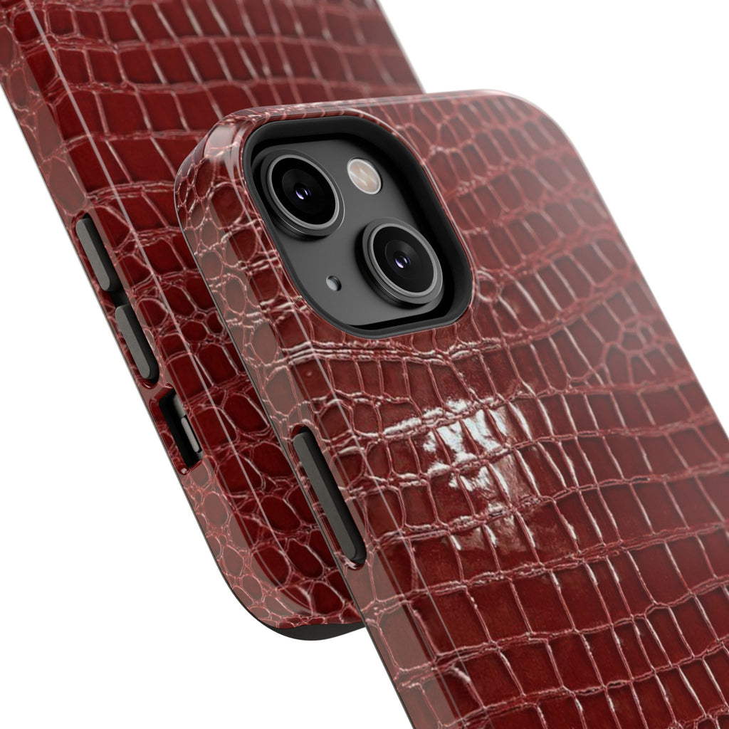 “Red leather print” protective phone case
