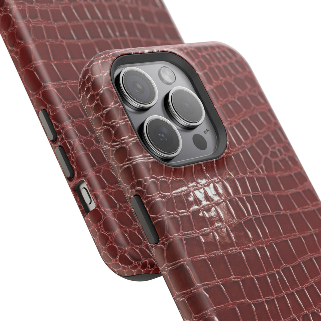 “Red leather print” protective phone case