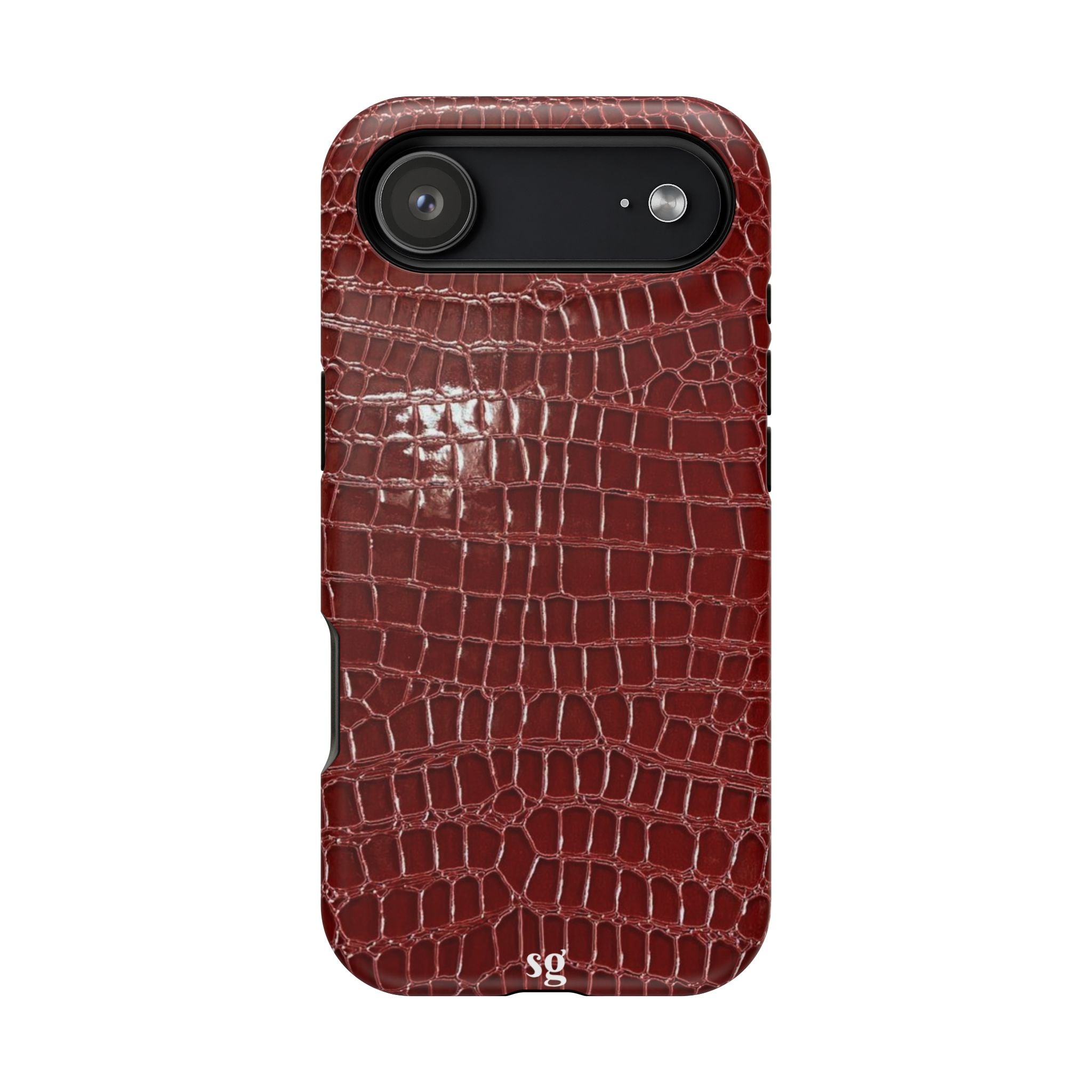“Red leather print” protective phone case