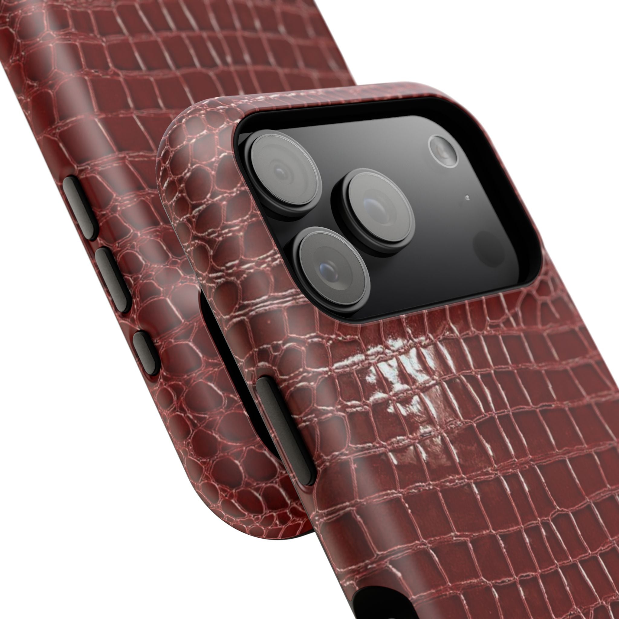 “Red leather print” protective phone case