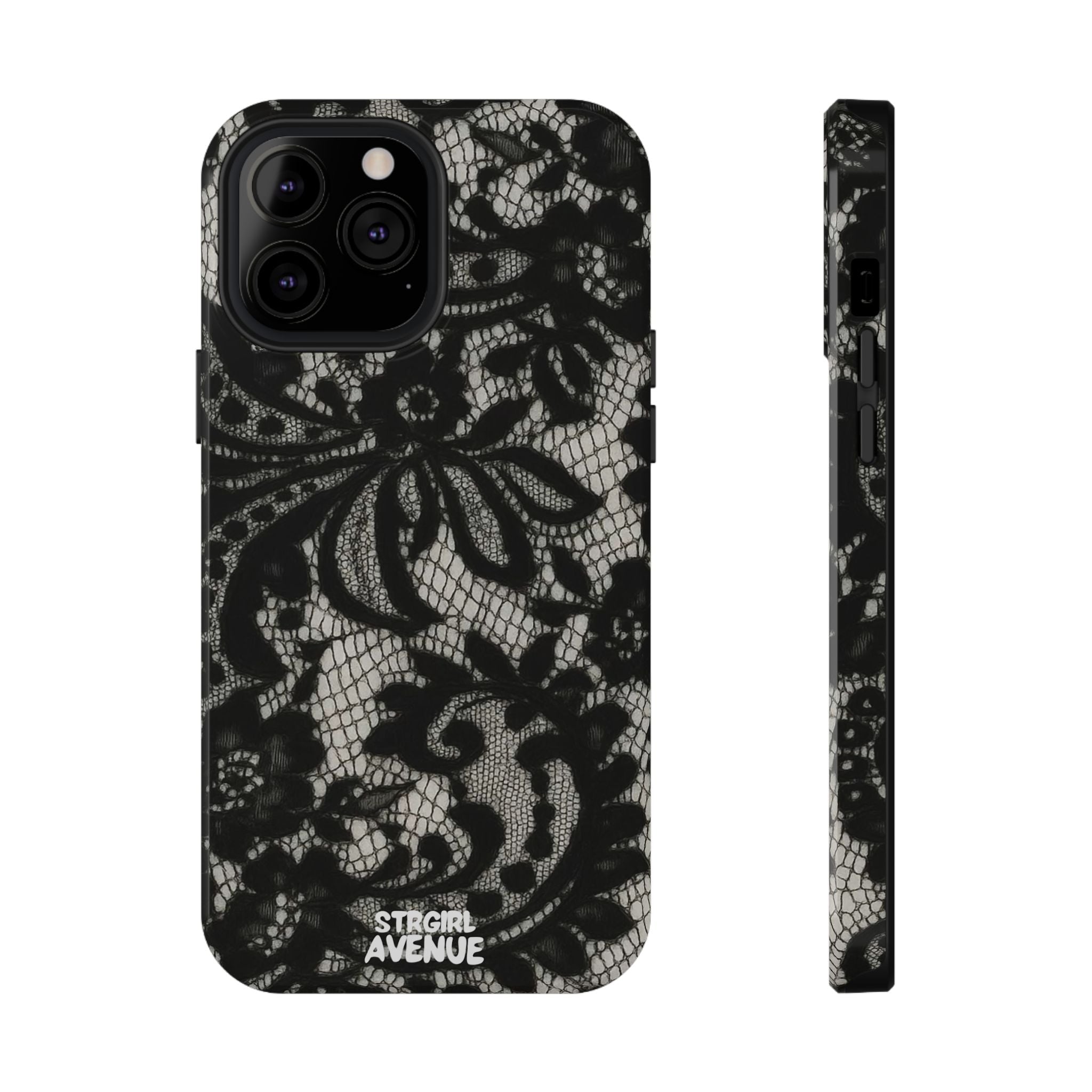 “Lacey black” protective phone case