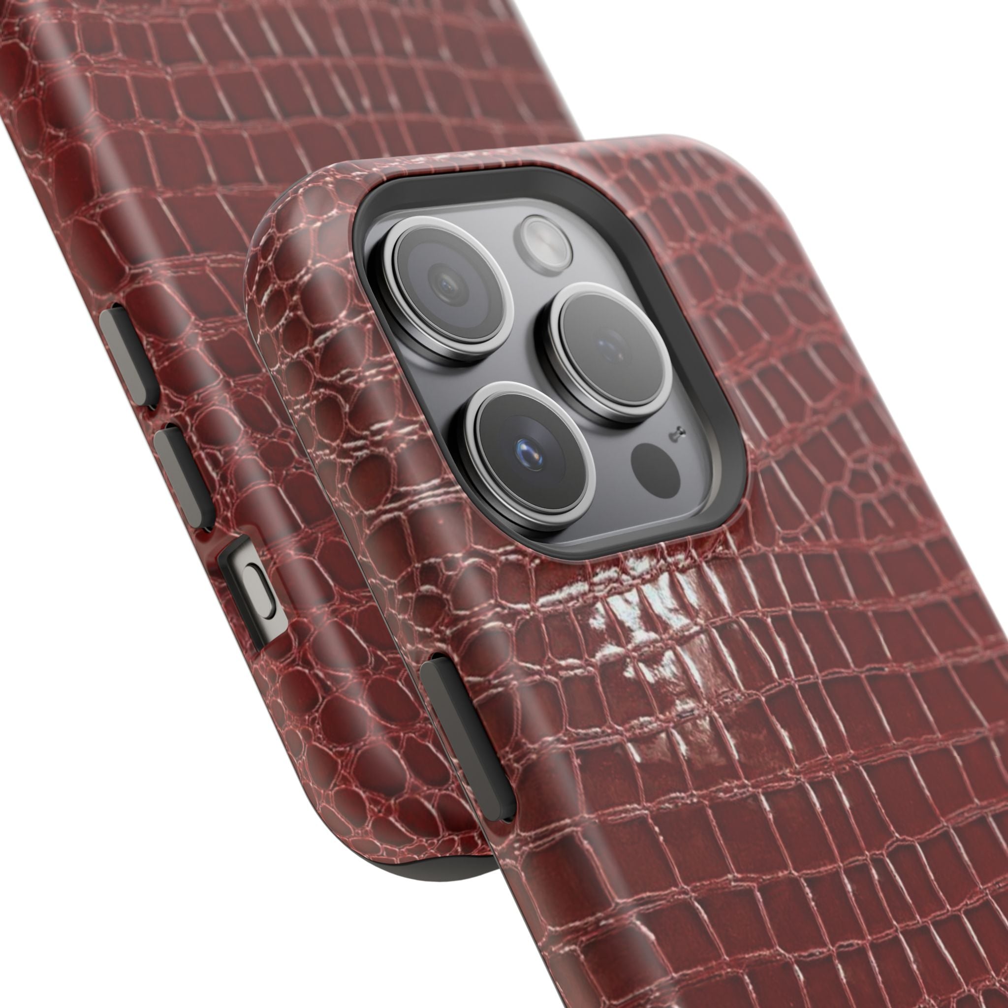 “Red leather print” protective phone case