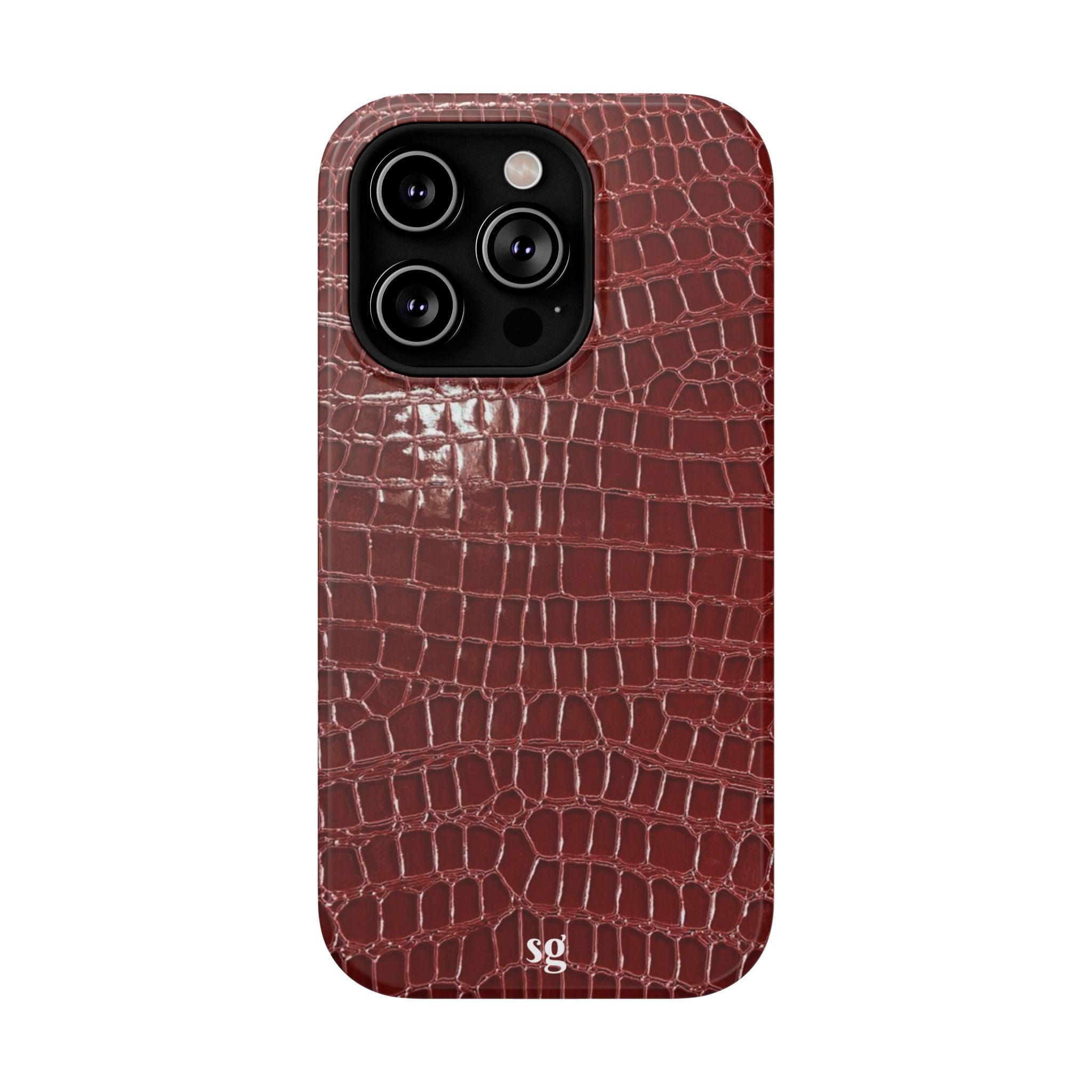 “Red leather print” protective phone case
