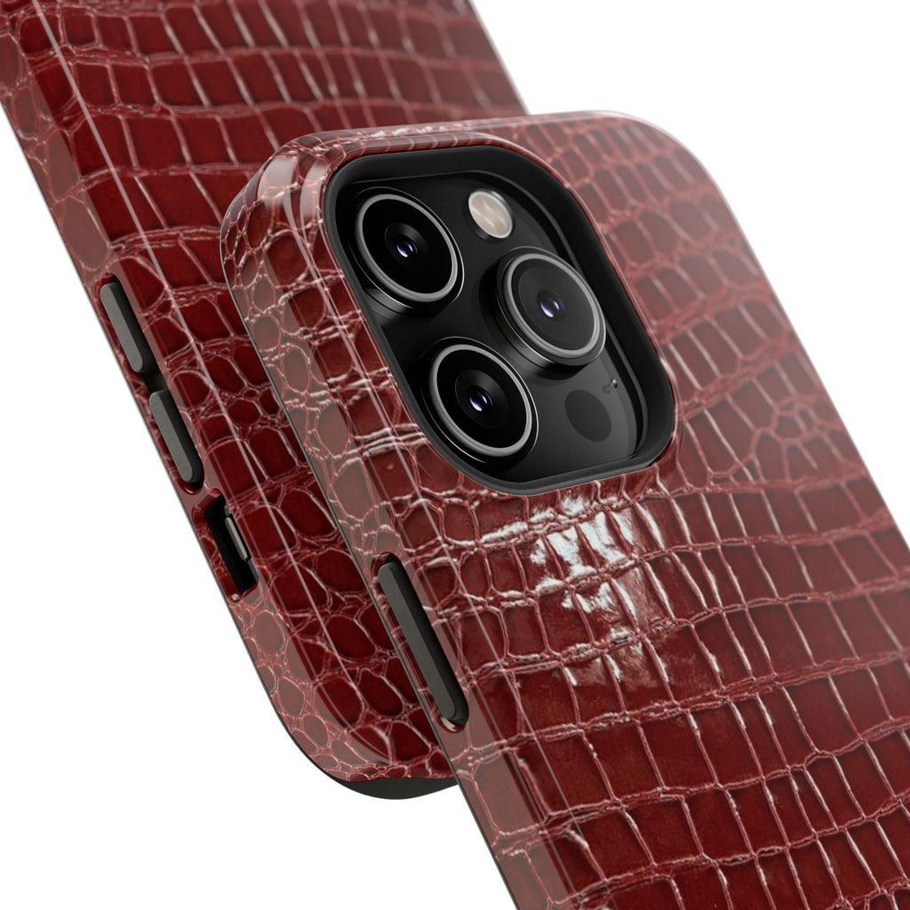 “Red leather print” protective phone case