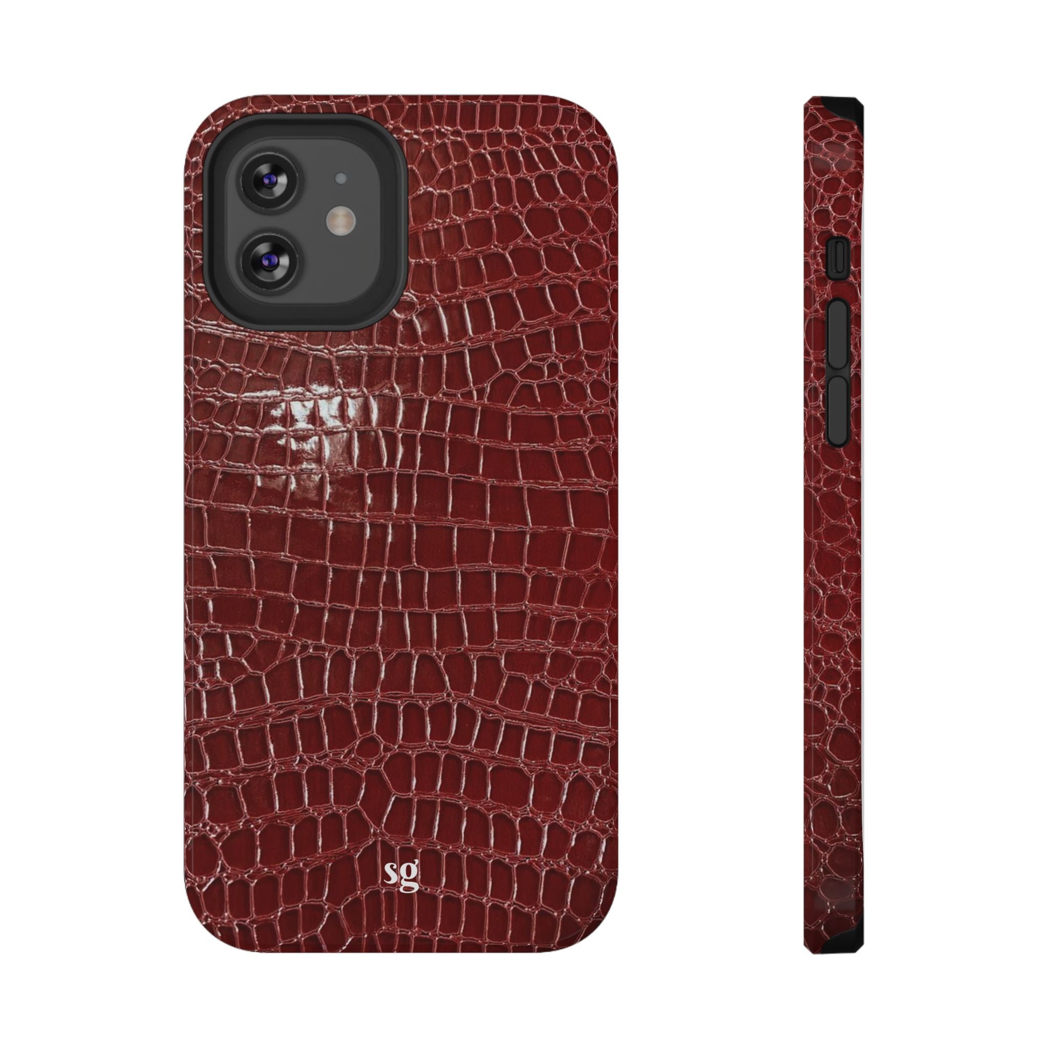 “Red leather print” protective phone case