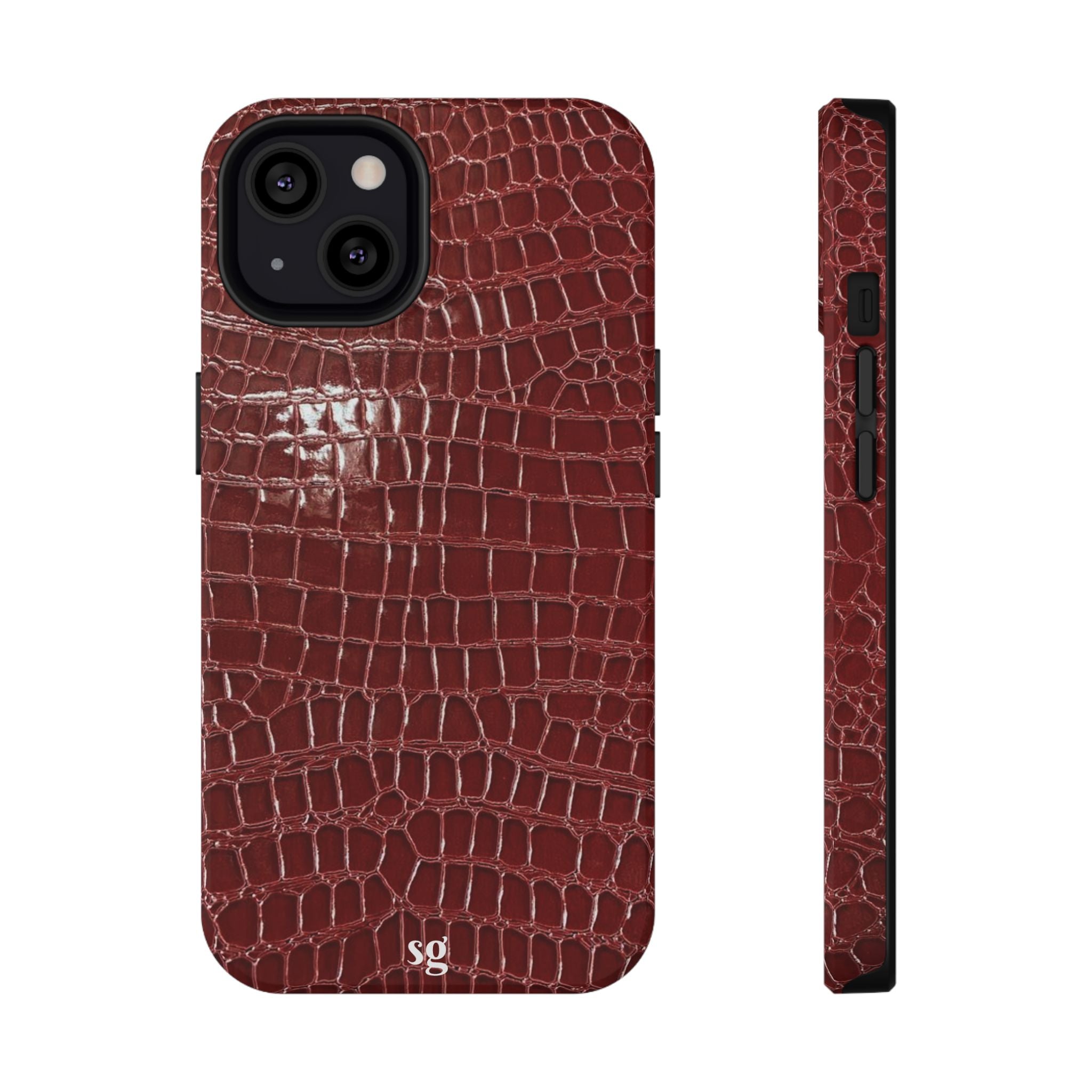 “Red leather print” protective phone case