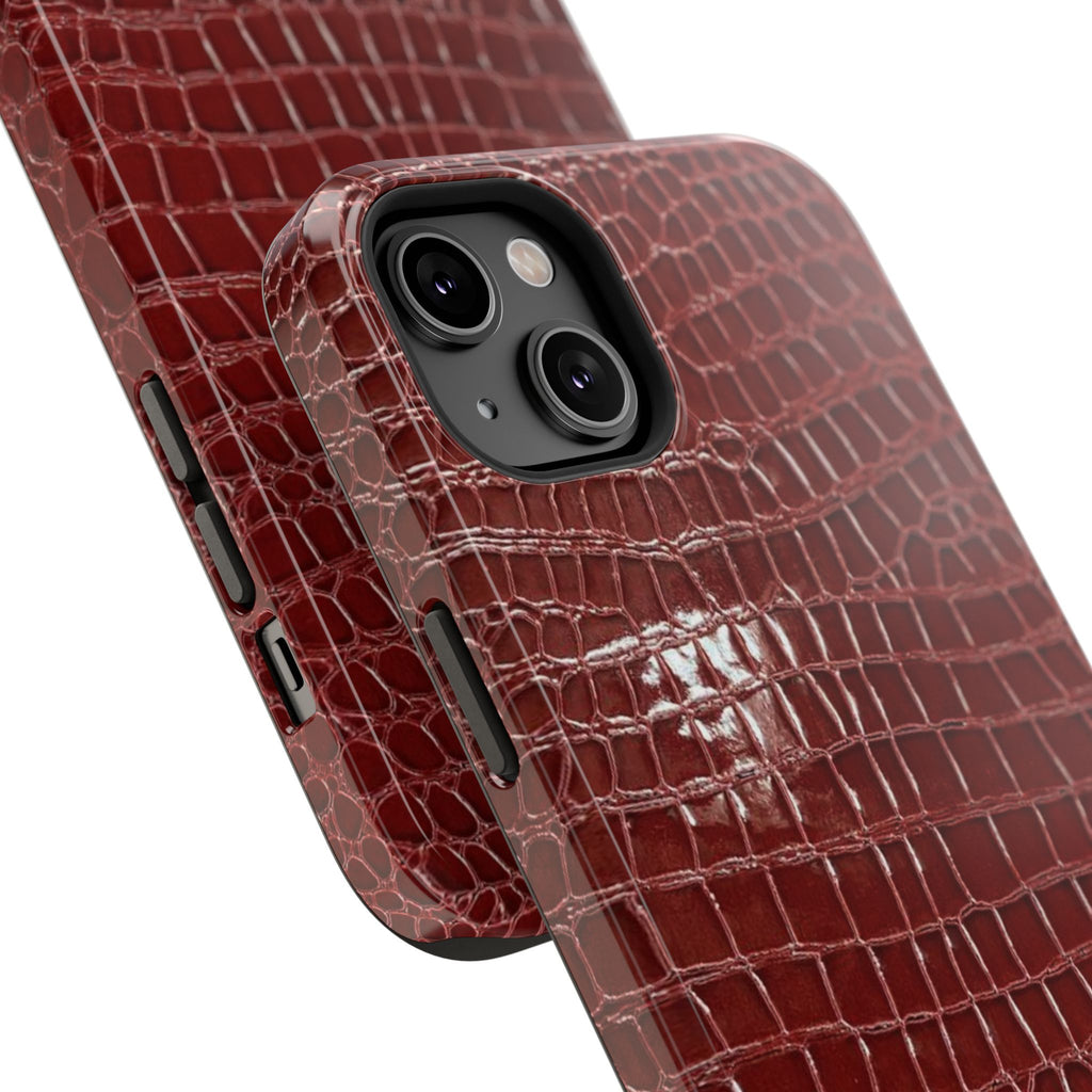 “Red leather print” protective phone case