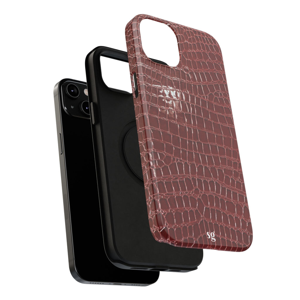 “Red leather print” protective phone case