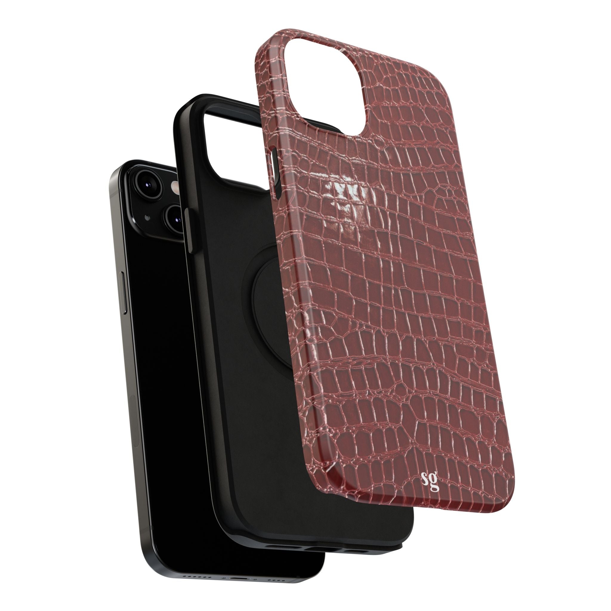 “Red leather print” protective phone case