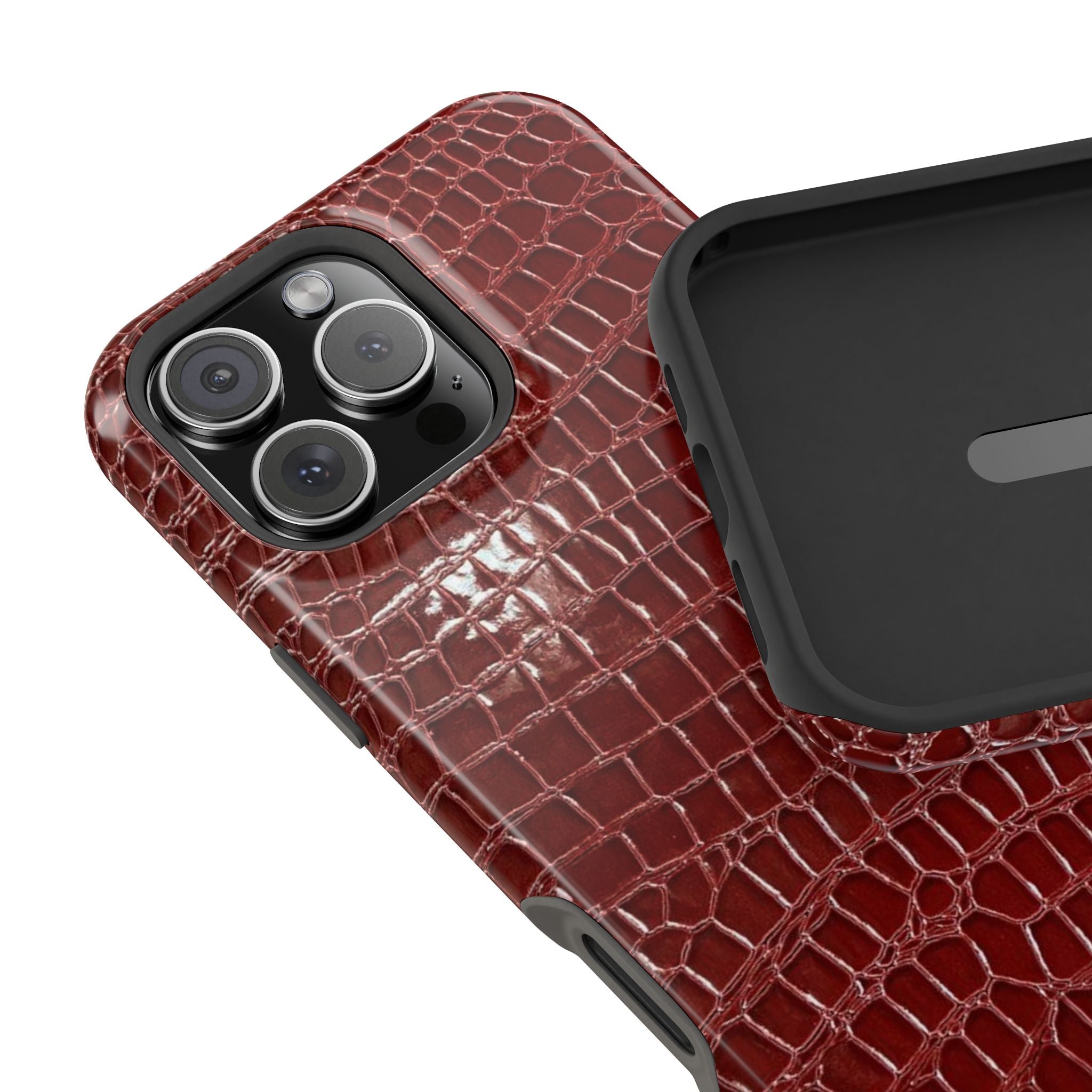 “Red leather print” protective phone case