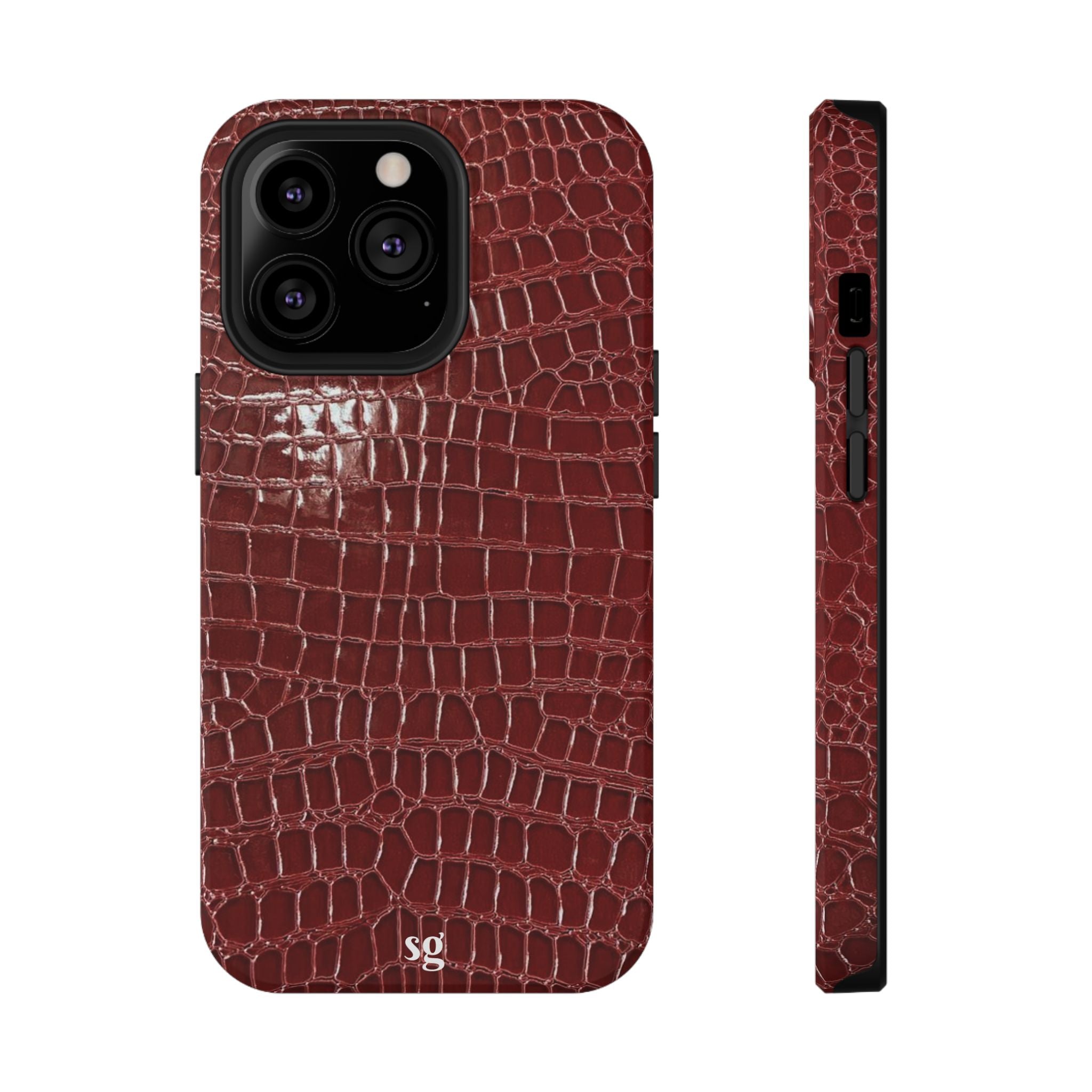 “Red leather print” protective phone case