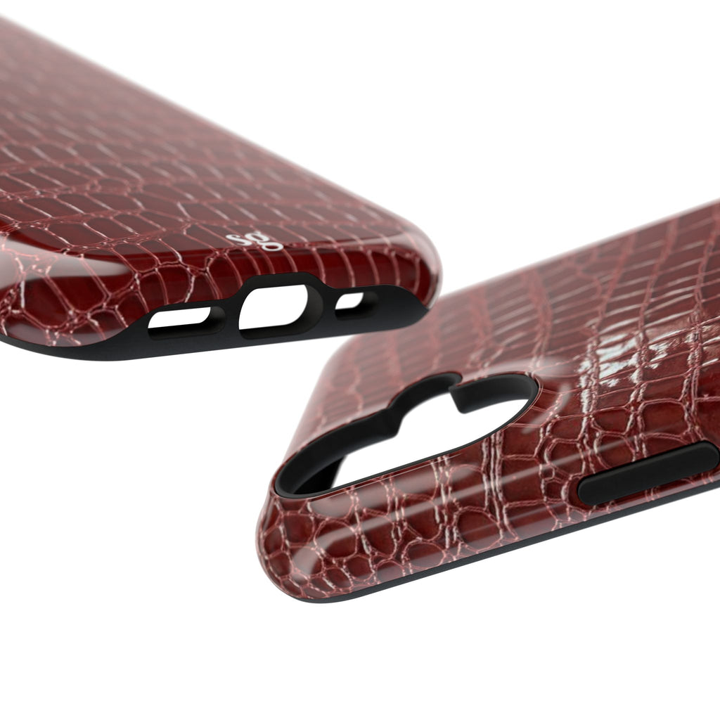 “Red leather print” protective phone case