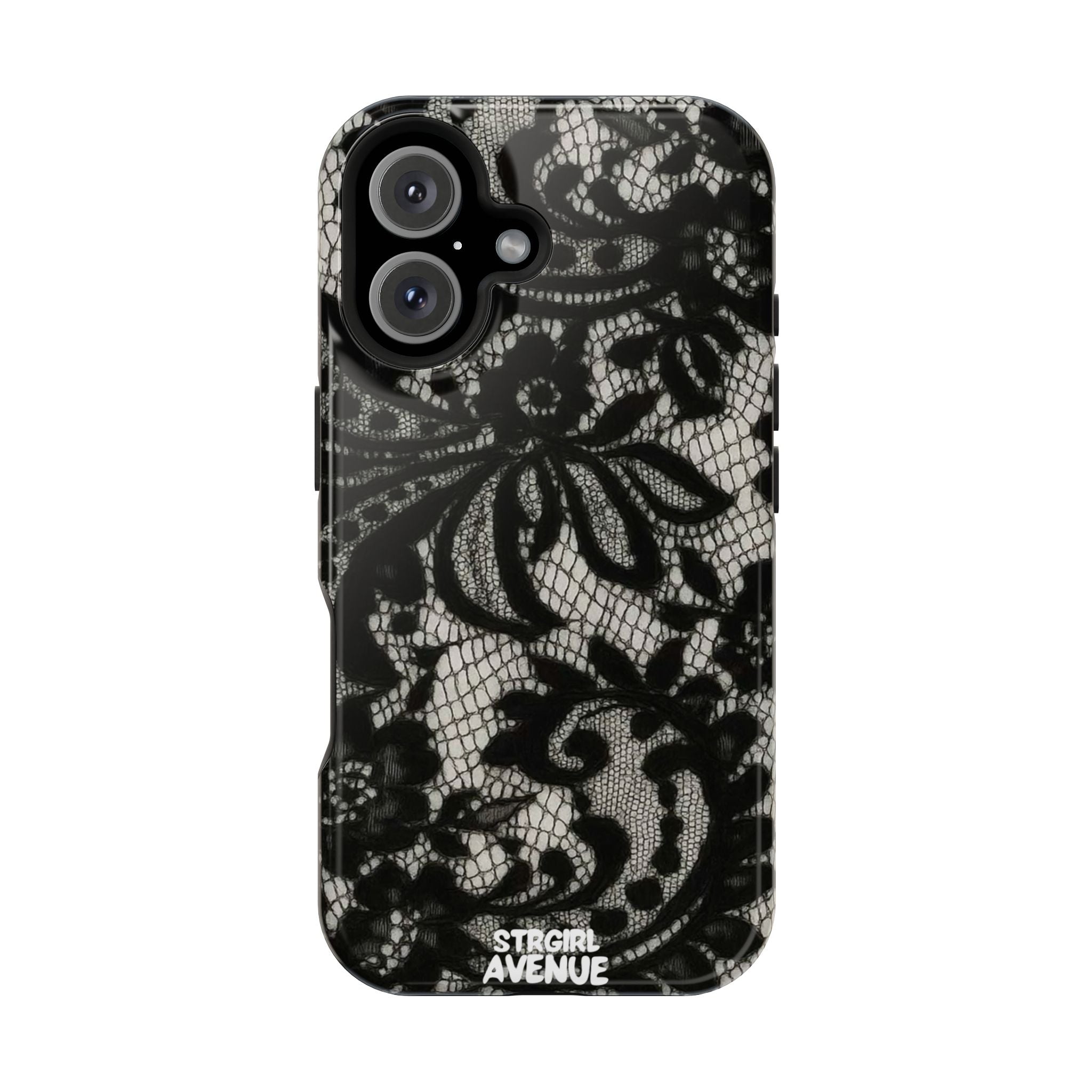 “Lacey black” protective phone case