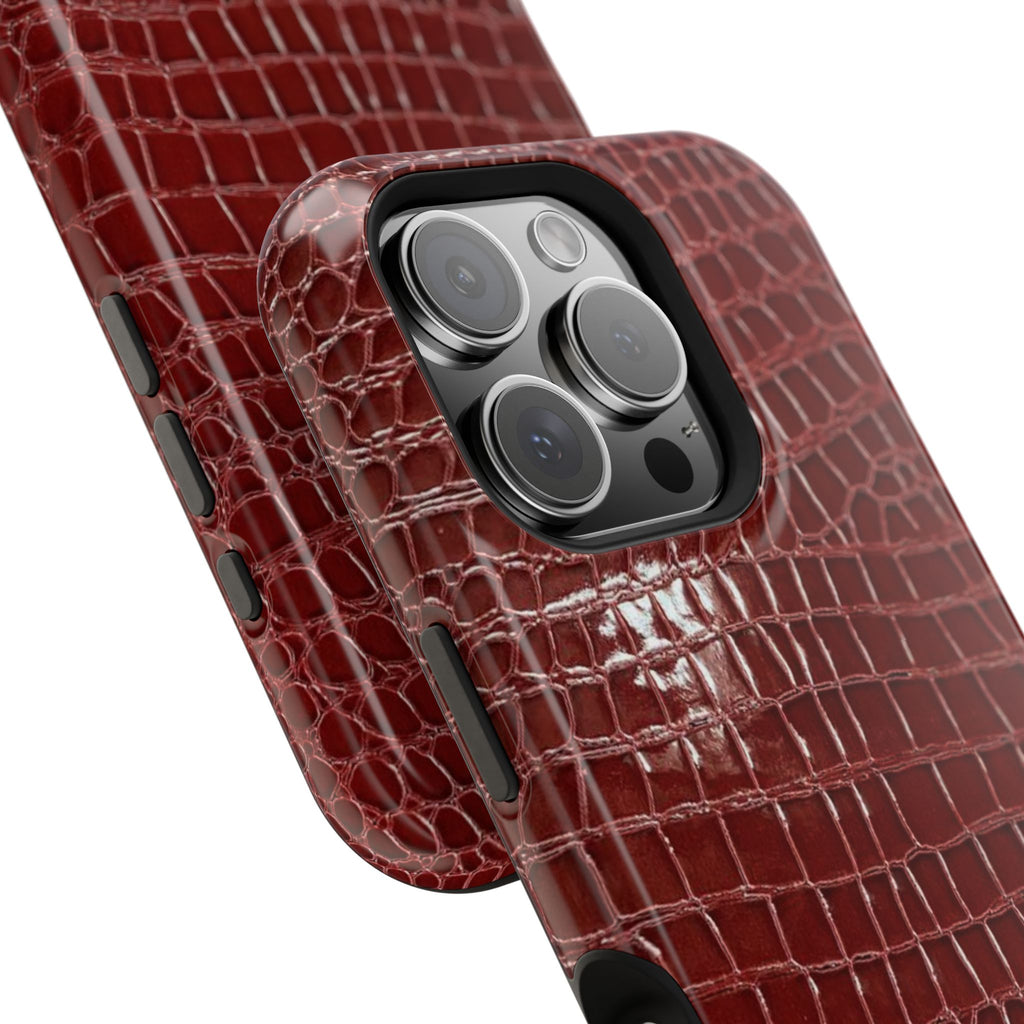“Red leather print” protective phone case
