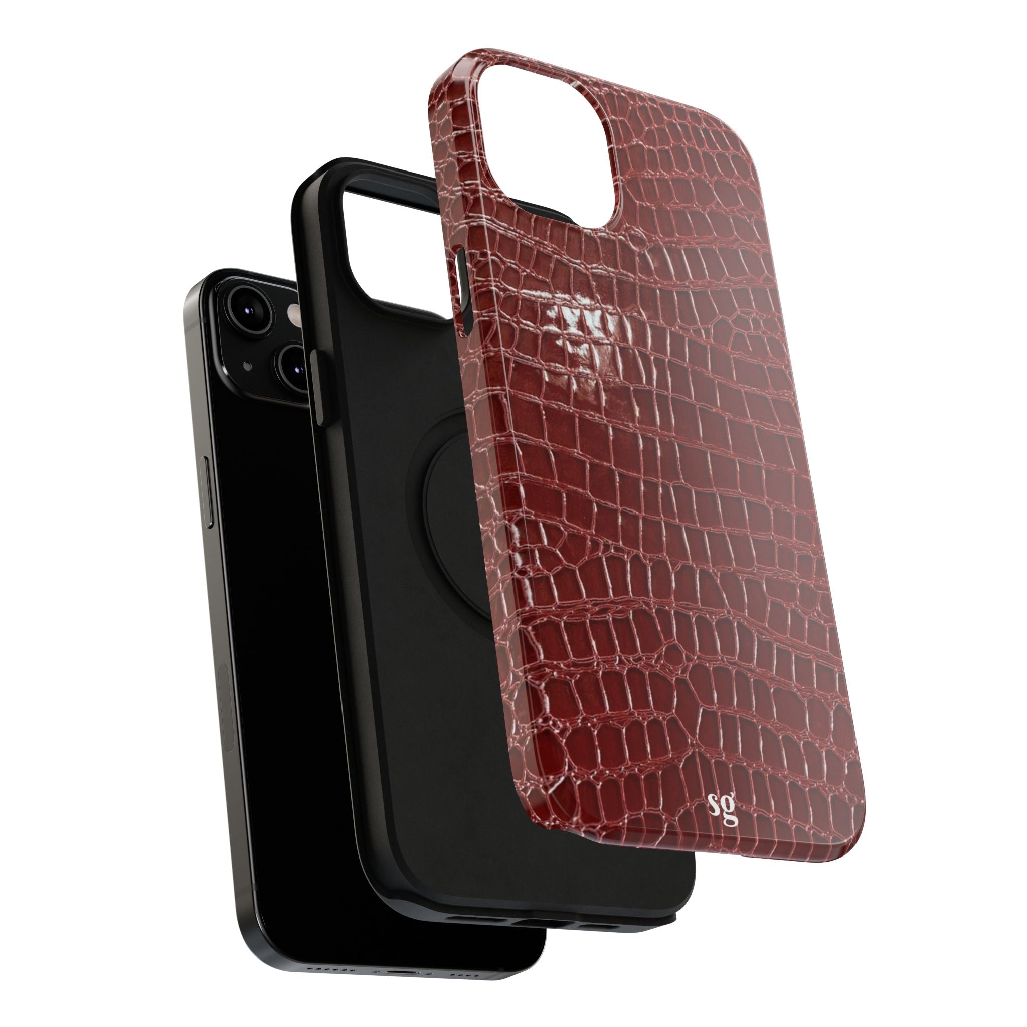 “Red leather print” protective phone case