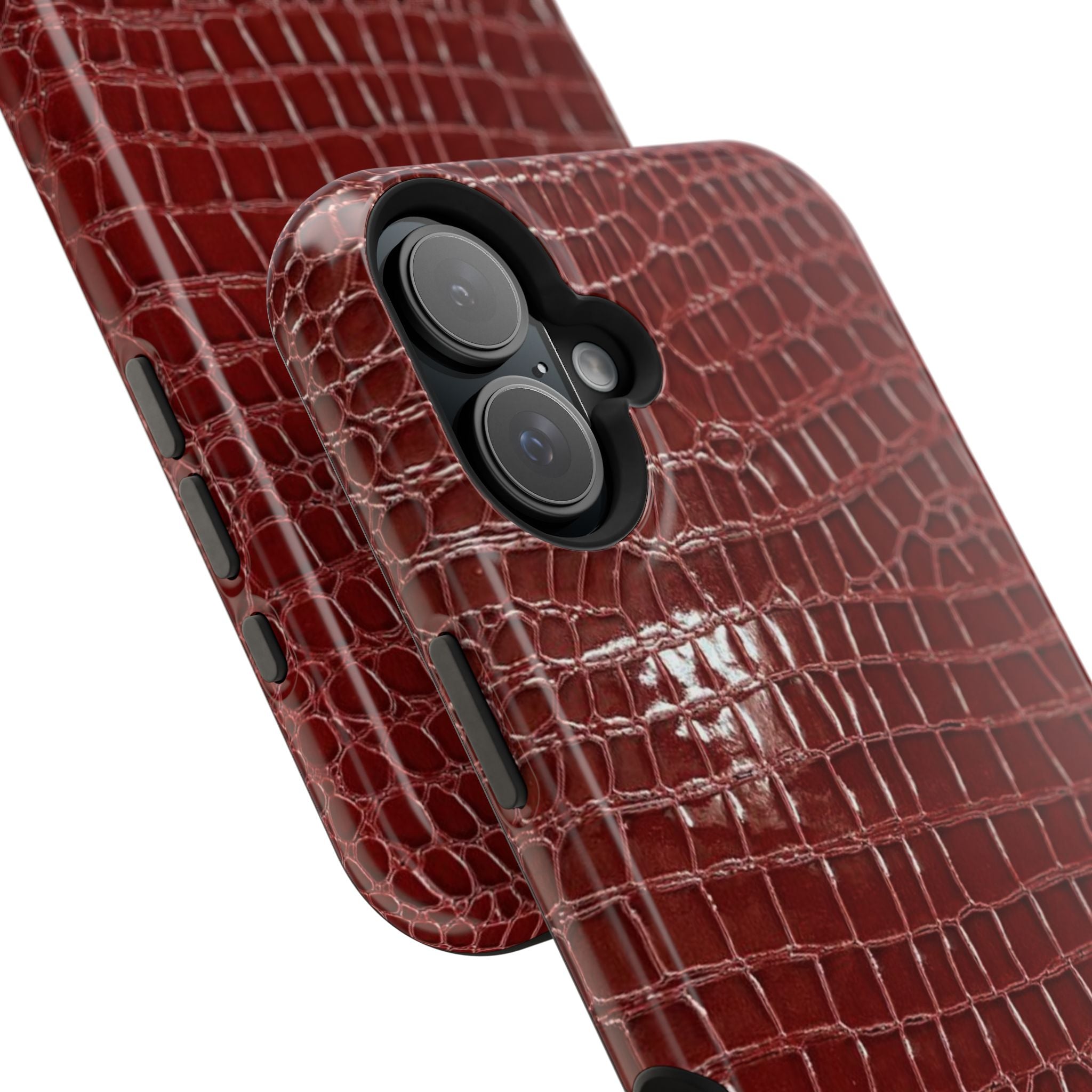 “Red leather print” protective phone case