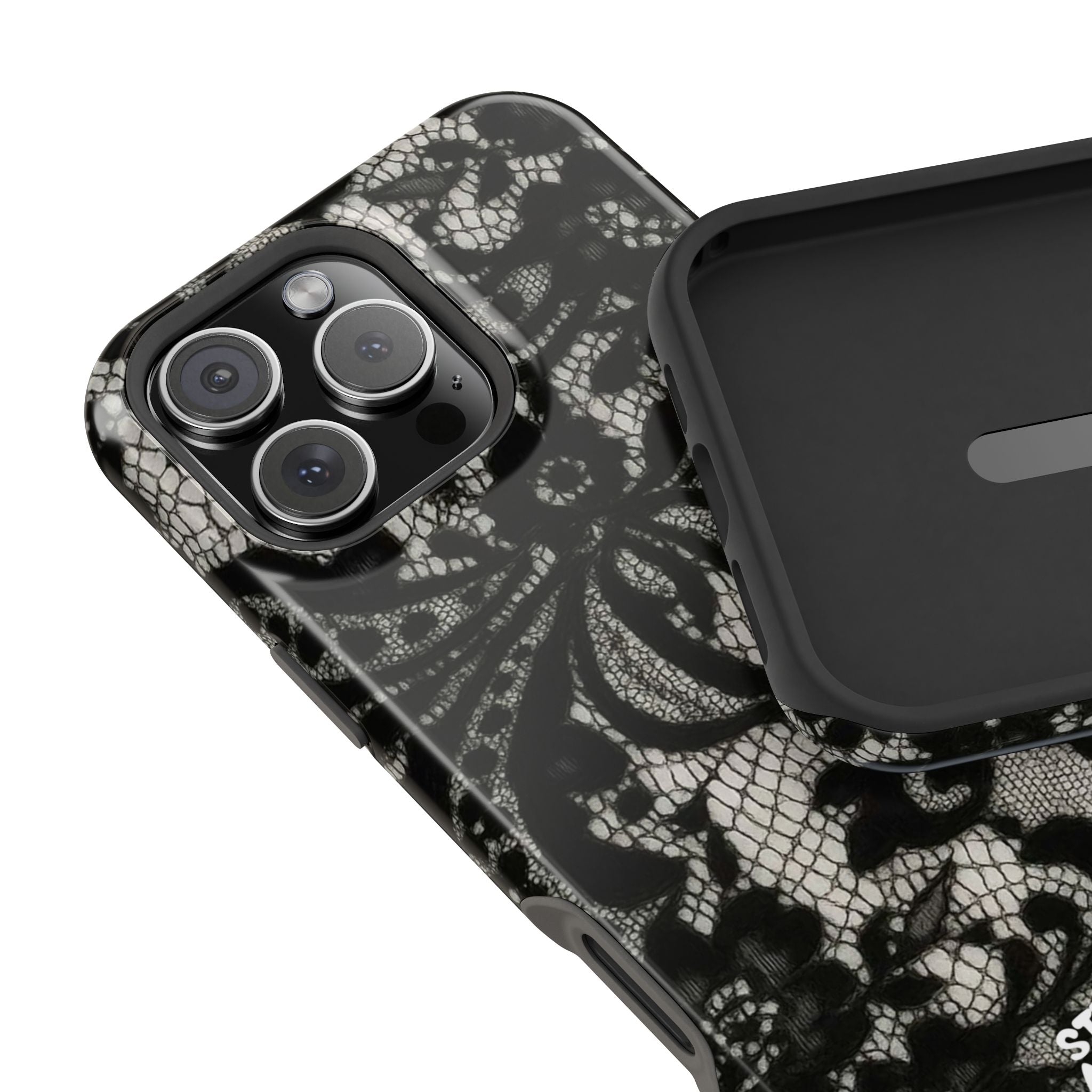 “Lacey black” protective phone case