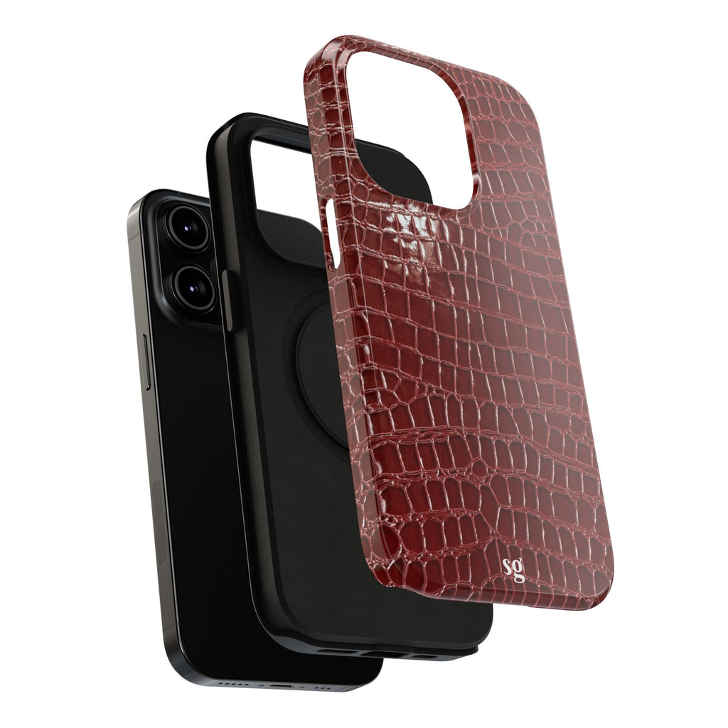 “Red leather print” protective phone case