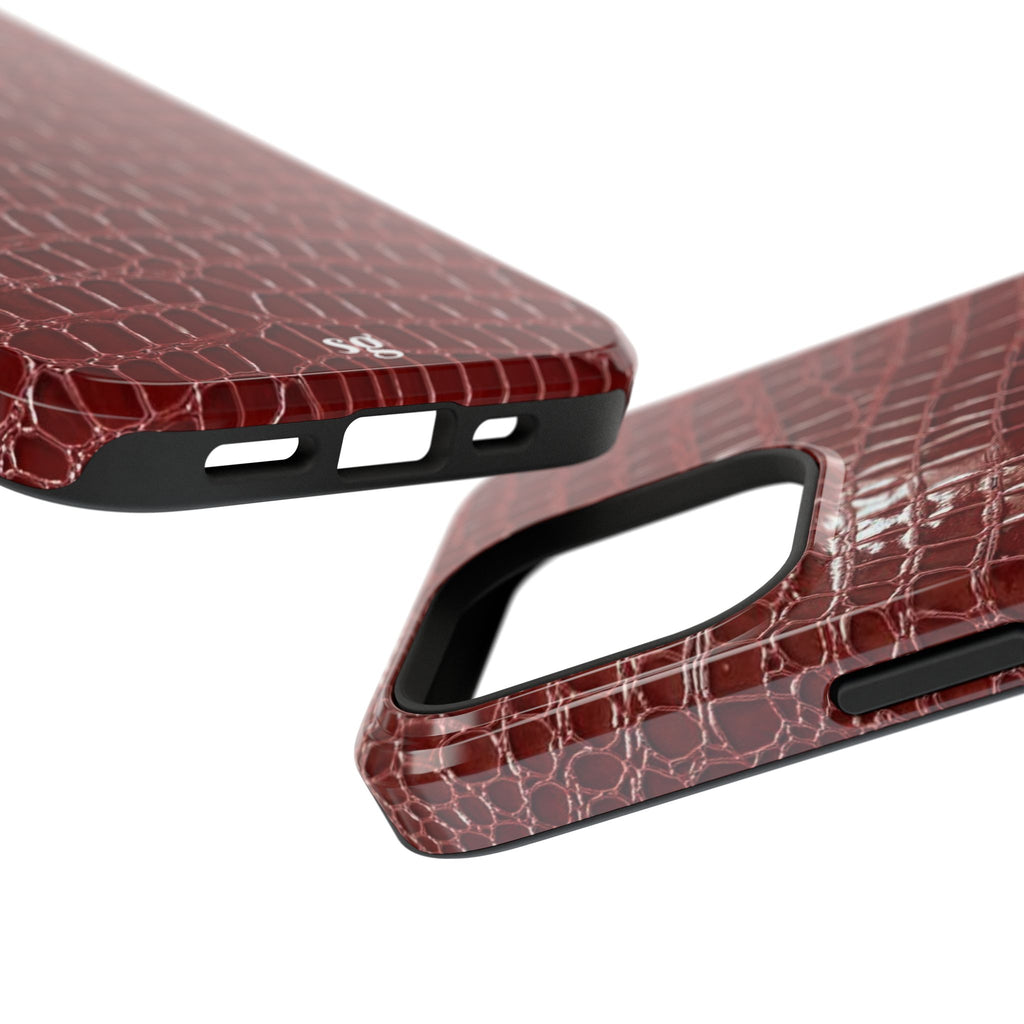 “Red leather print” protective phone case