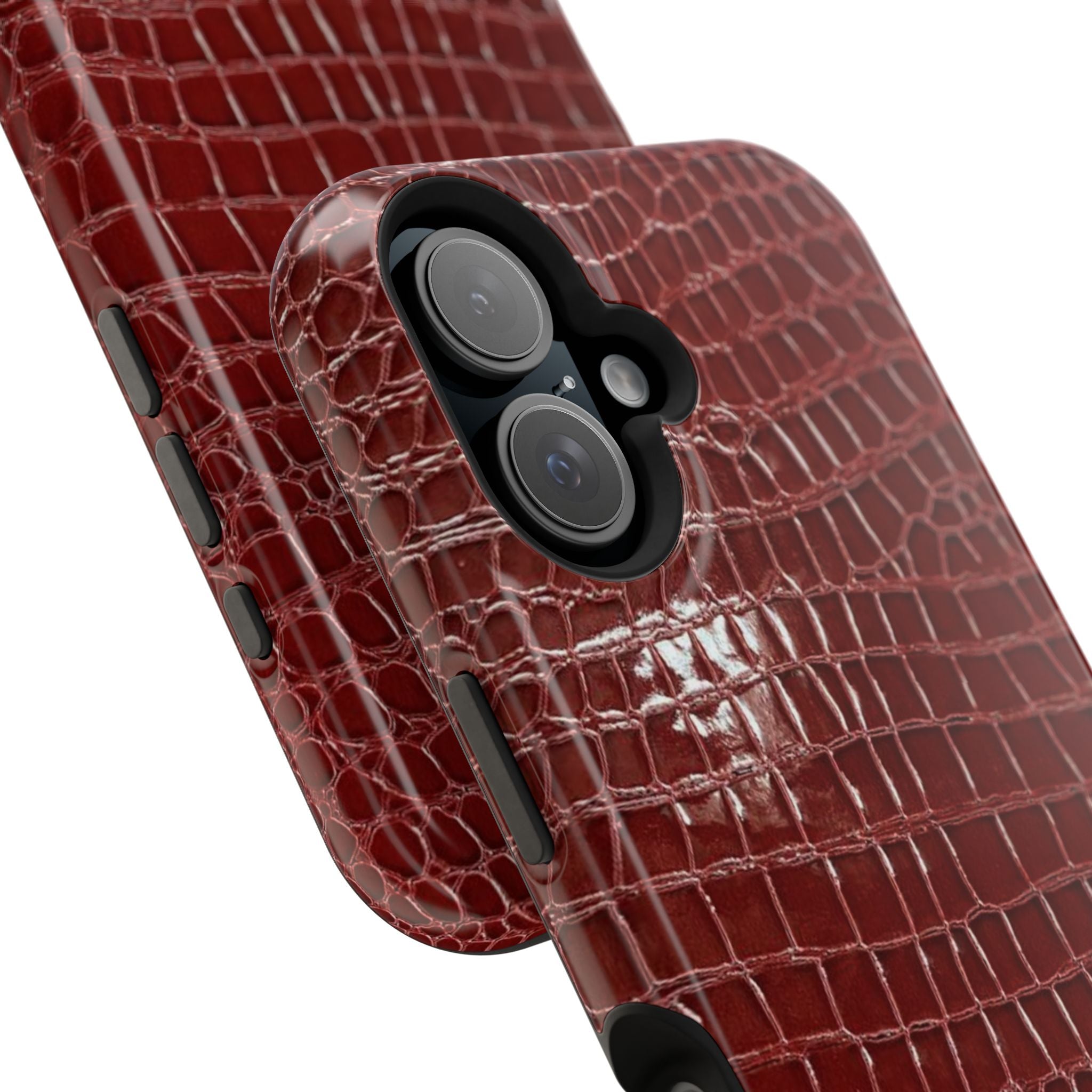 “Red leather print” protective phone case