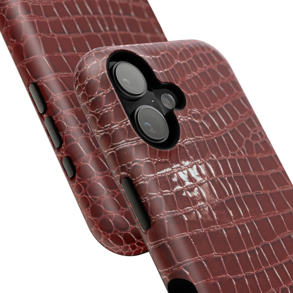 “Red leather print” protective phone case