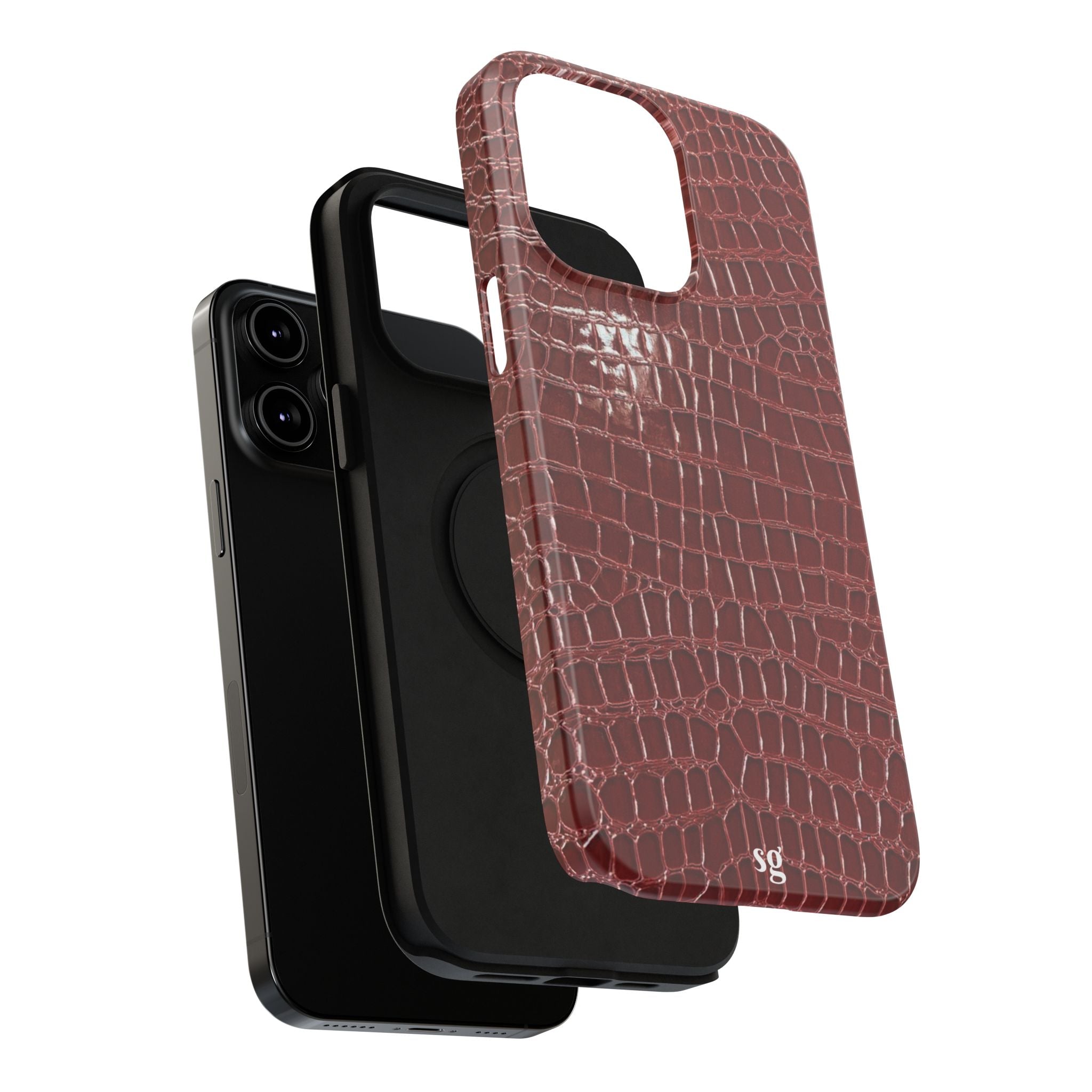 “Red leather print” protective phone case