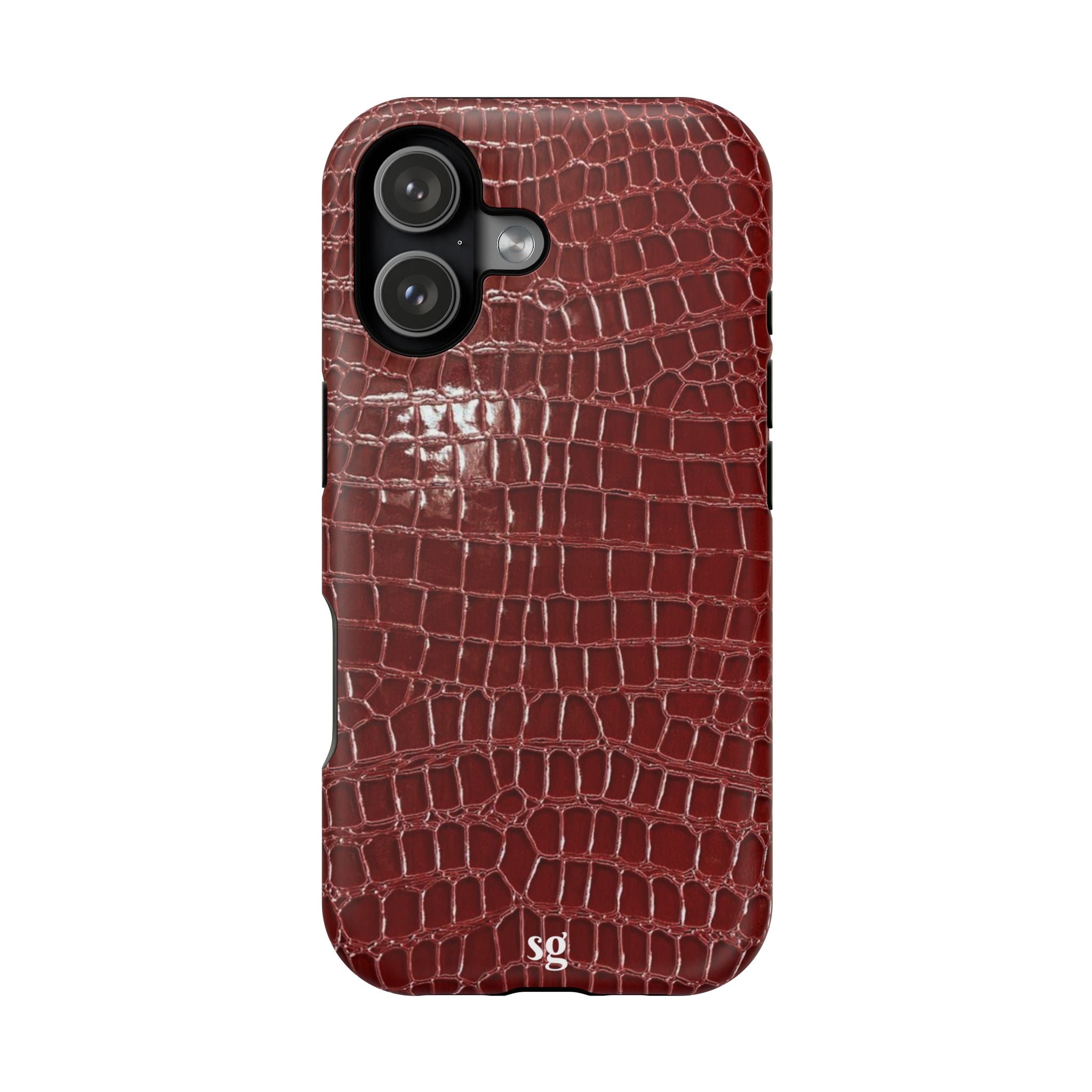 “Red leather print” protective phone case