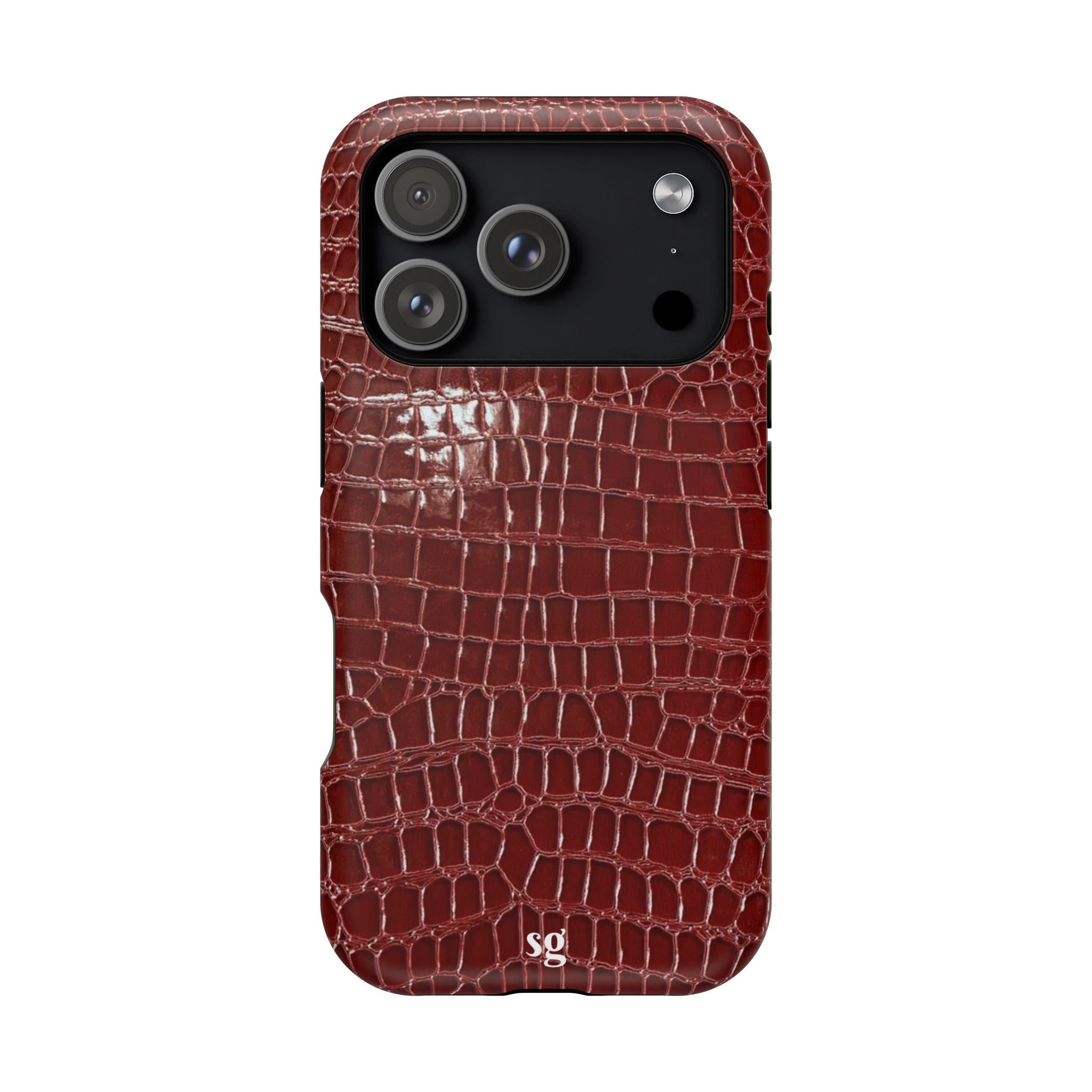 “Red leather print” protective phone case