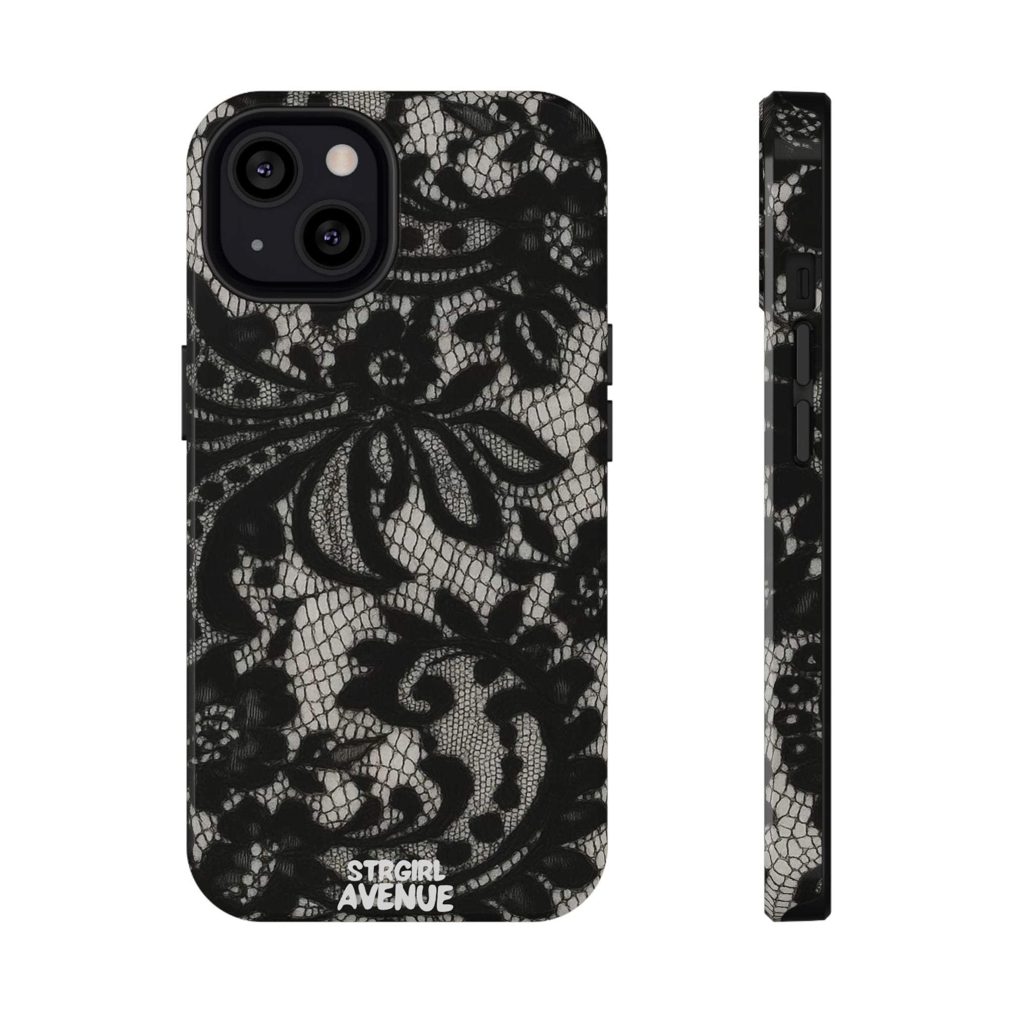 “Lacey black” protective phone case